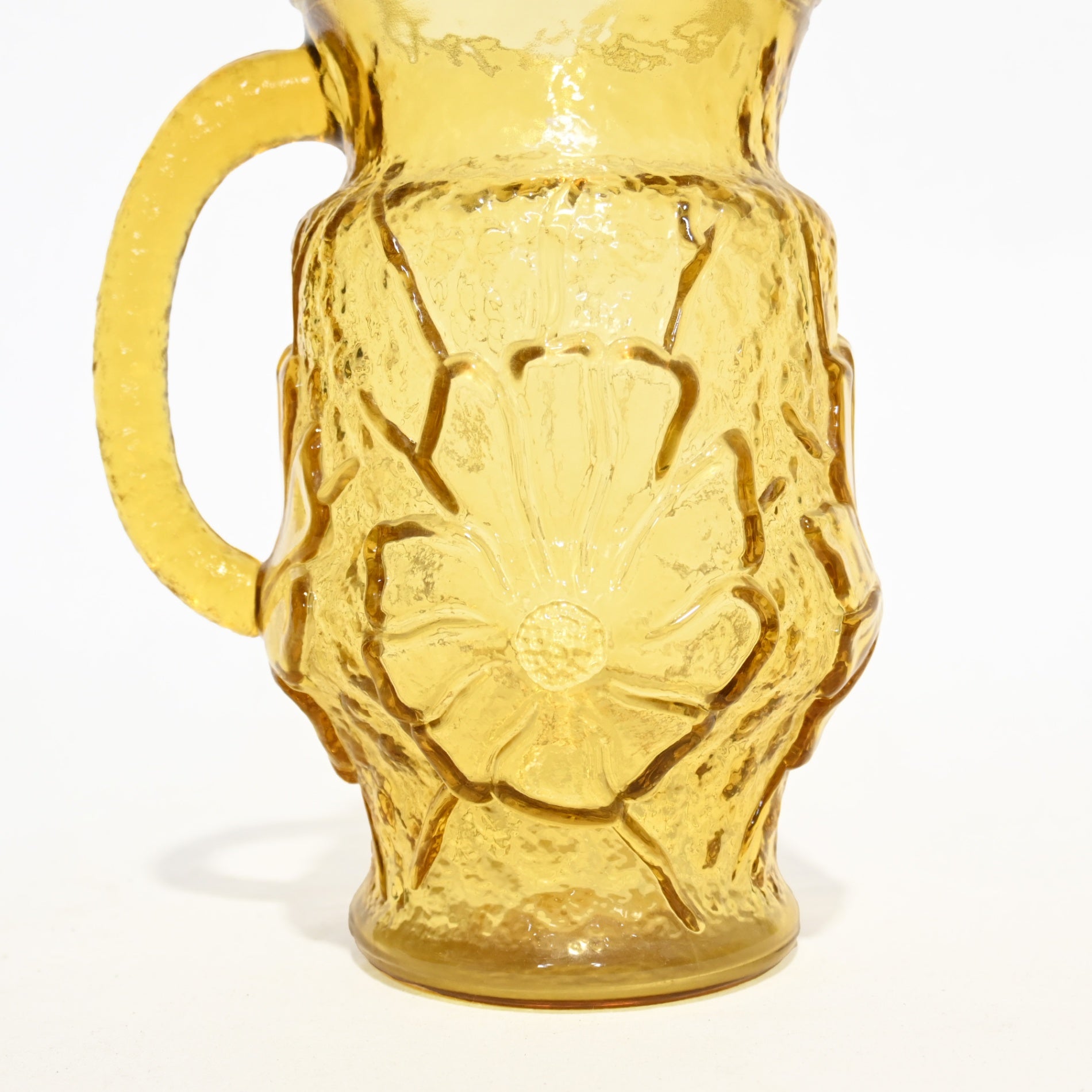 Amber Glass Flower Motif Pitcher Watering Can Vintage / アンバーガラス フラワーモチーフ ピッチャー 水差し じょうろ ヴィンテージ