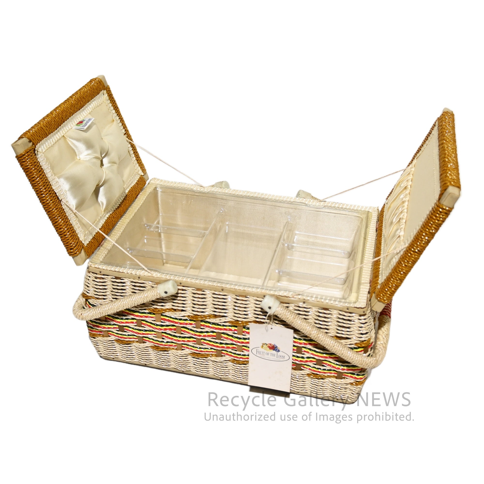 FRUIT OF THE ROOM Sewing Basket Box Retro Embroidery Vintage Unused / フルーツ・オブ・ザ・ルーム 裁縫箱 ソーイングバスケット レトロ 刺繍 ヴィンテージ 未使用 新古品