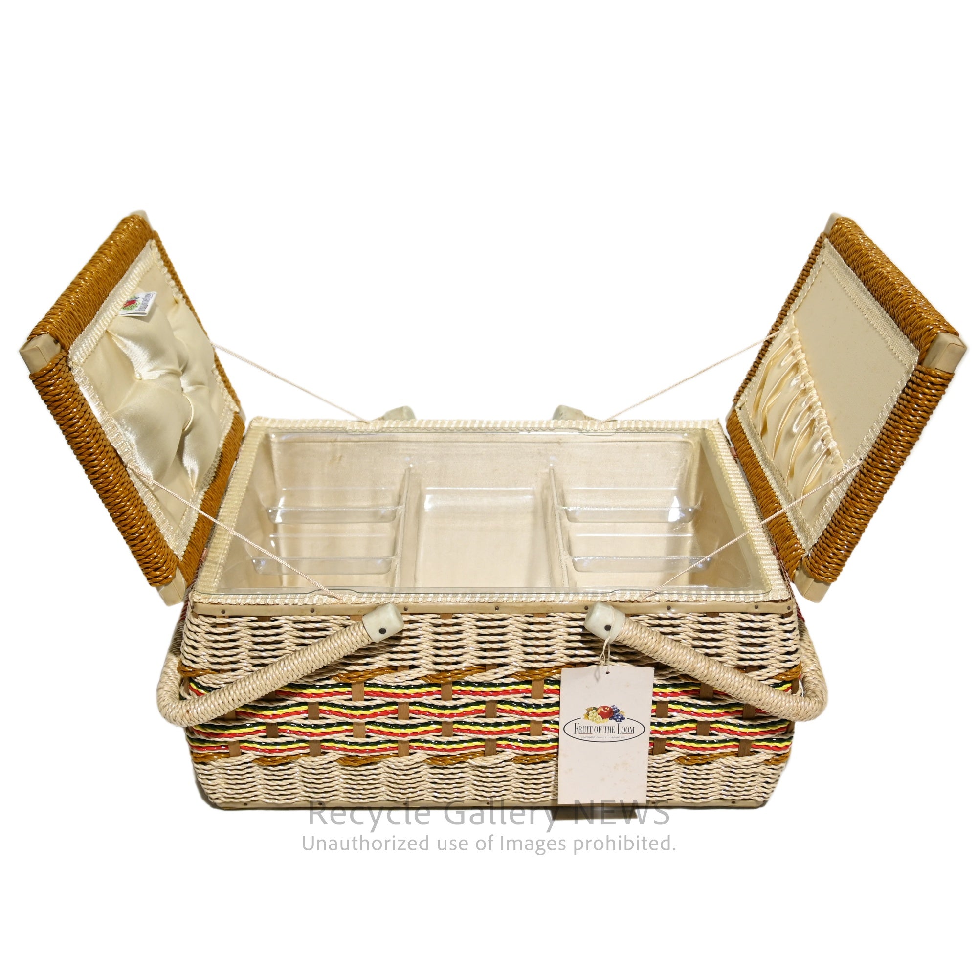FRUIT OF THE ROOM Sewing Basket Box Retro Embroidery Vintage Unused / フルーツ・オブ・ザ・ルーム 裁縫箱 ソーイングバスケット レトロ 刺繍 ヴィンテージ 未使用 新古品