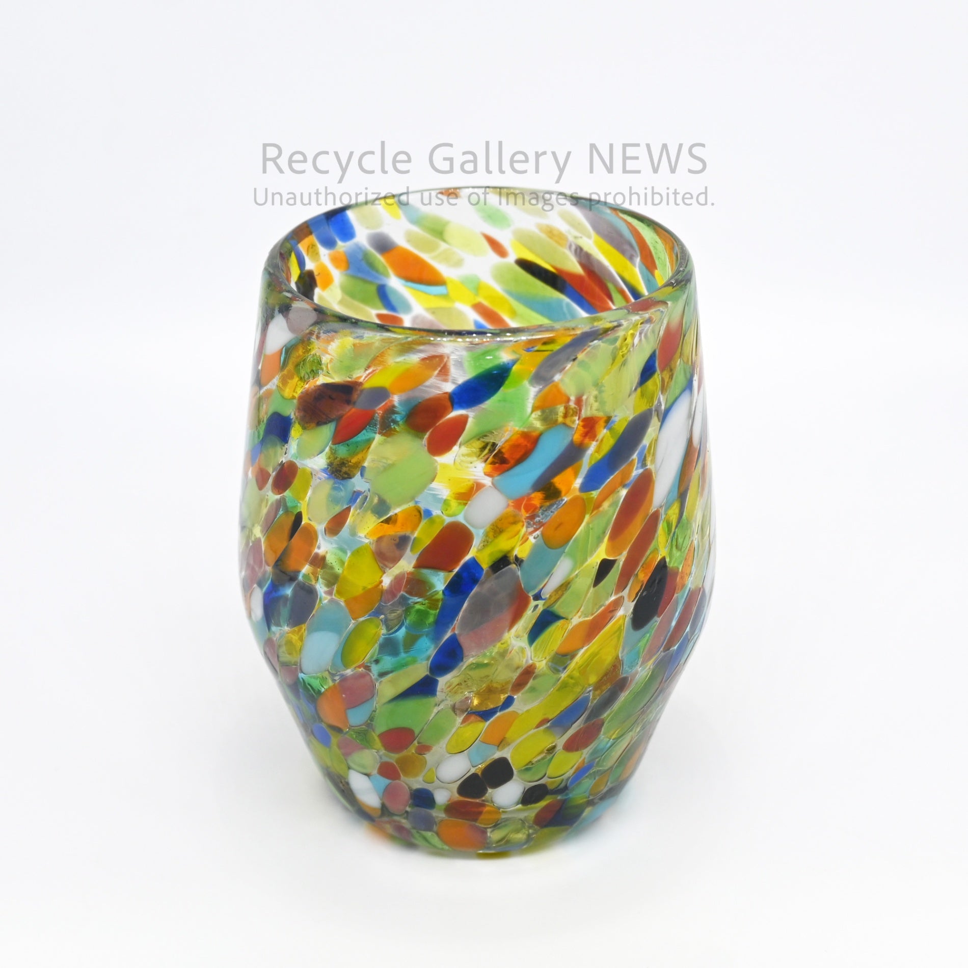 Colorful Fusion Confetti Glass Art Tumbler Mexican Style / コンフェッティ アートガラス フュージョンガラス タンブラー マルチカラー メキシカンガラス