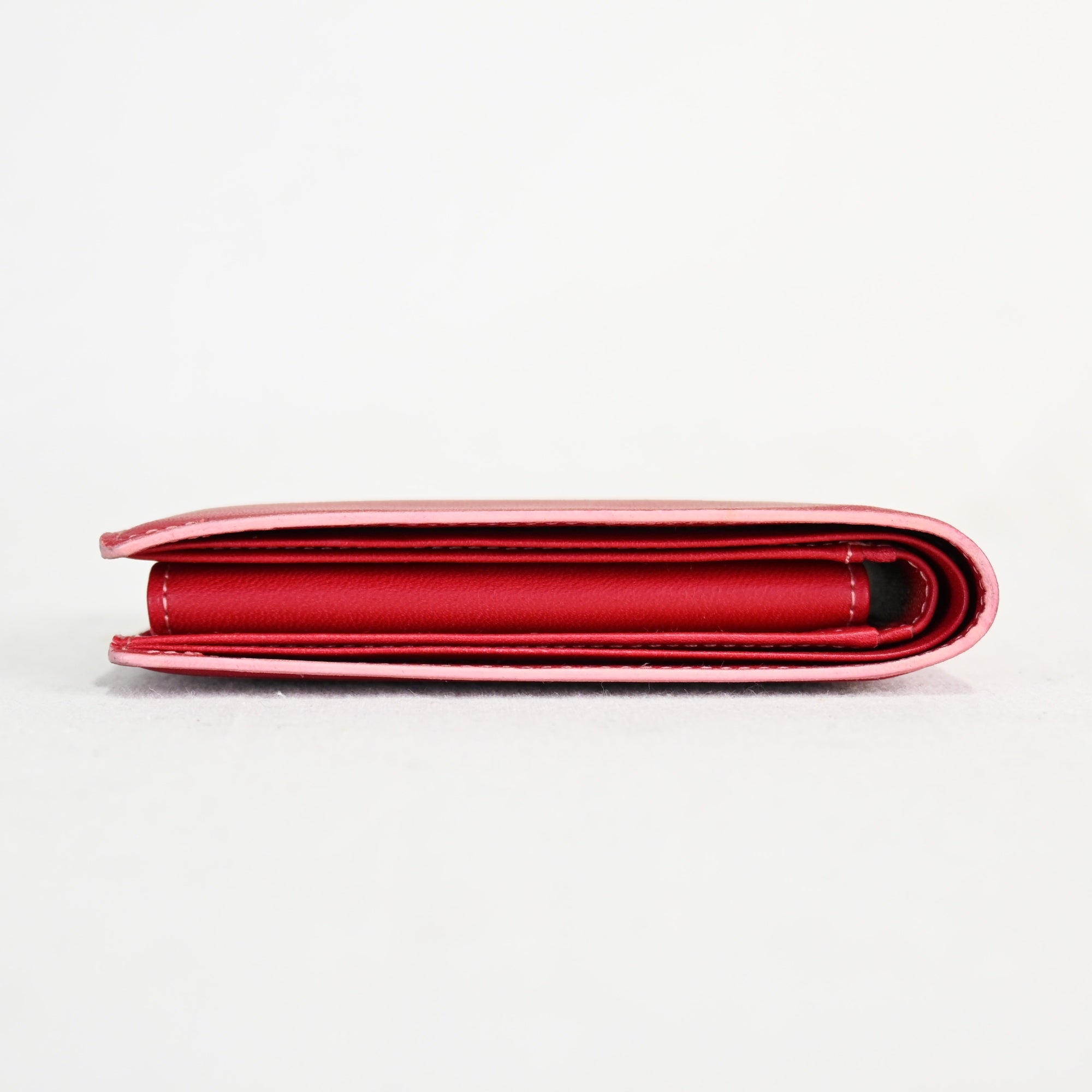 LACOSTE Red color calf leather Bifold wallet Unused / ラコステ カラーカーフレザー 二つ折り財布 赤 未使用