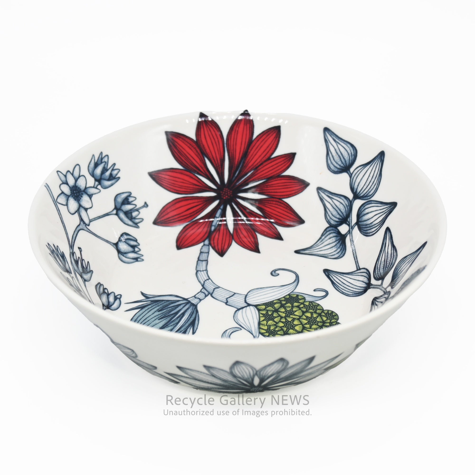 ARABIA Runo Summer Ray Finland Floral 16.5cm Bowl Old Backstamp Scandinavian Style / アラビア ルノ サマーレイ 16.5cmボウル フィンランド  花柄 北欧 旧スタンプ