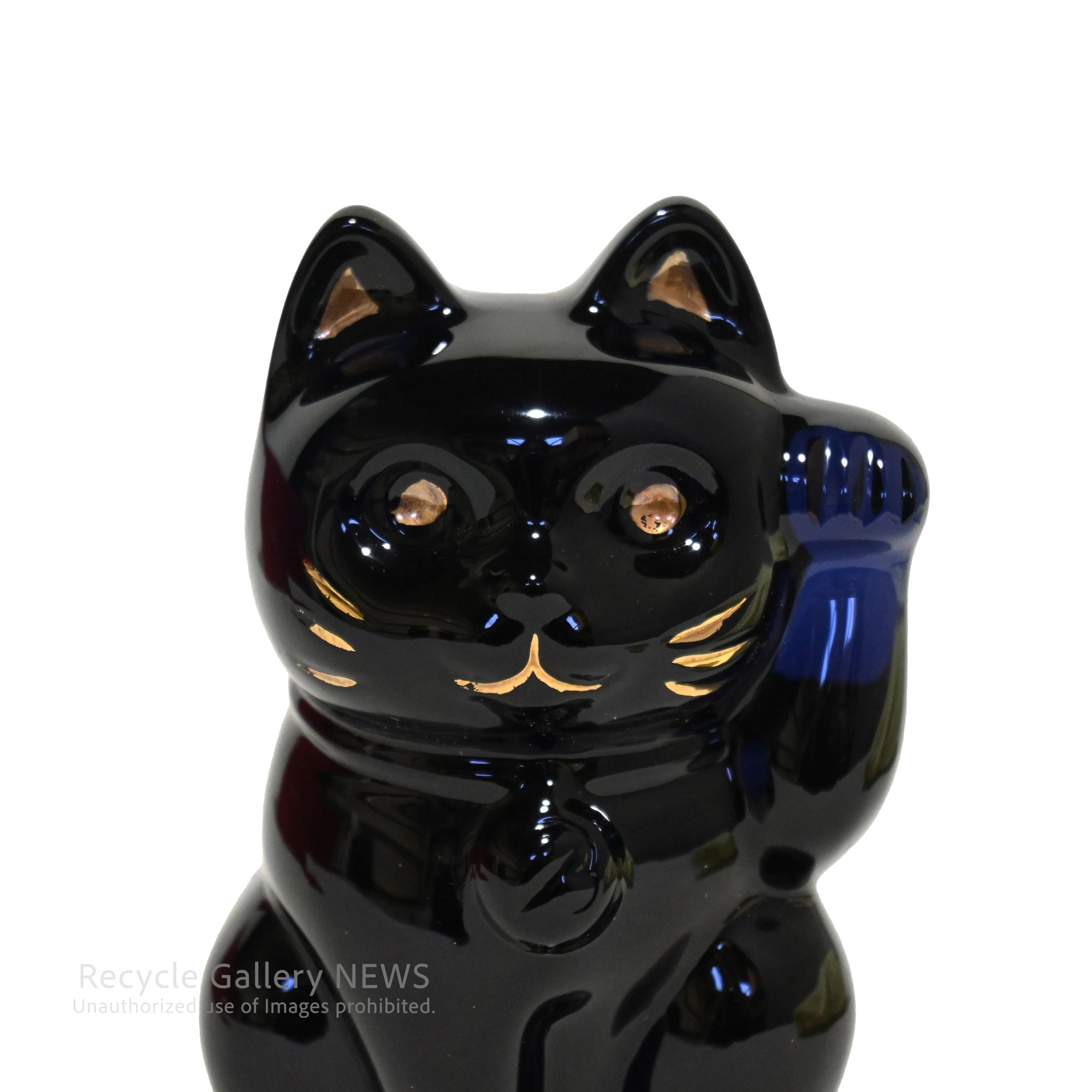 Baccarat Maneki-Neko Lucky Cat Fortune Cat Midnight blue（Blue-black) Crystal Glass / バカラ まねき猫 ミッドナイト ブルーブラック クリスタルガラス
