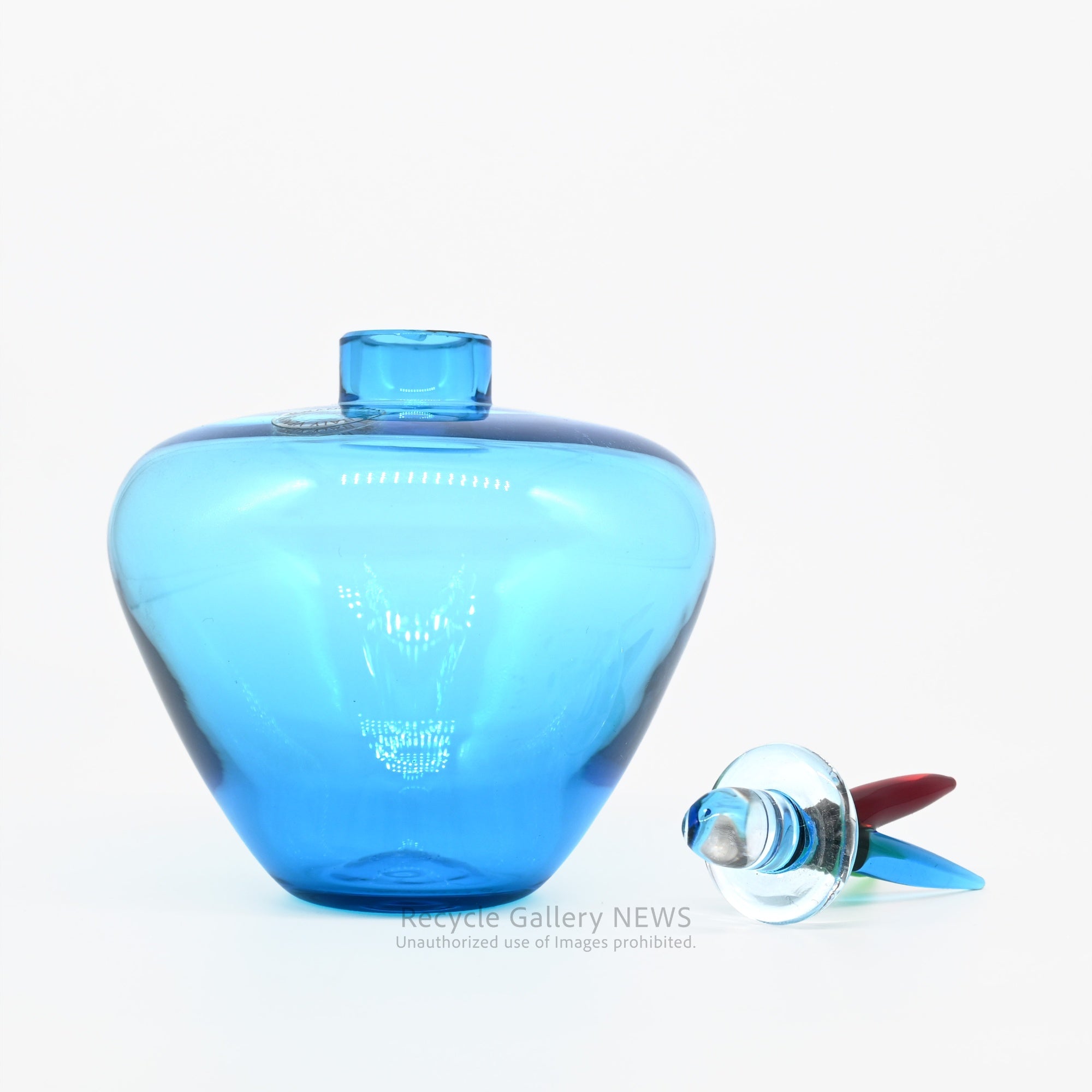 MURANO VENINI MONOFORINI Perfume Bottle Italia Blue Glass Art Piece / ムラノガラス ヴィニーニ社 香水瓶 イタリア モノフォリーニ 青色 アートピース