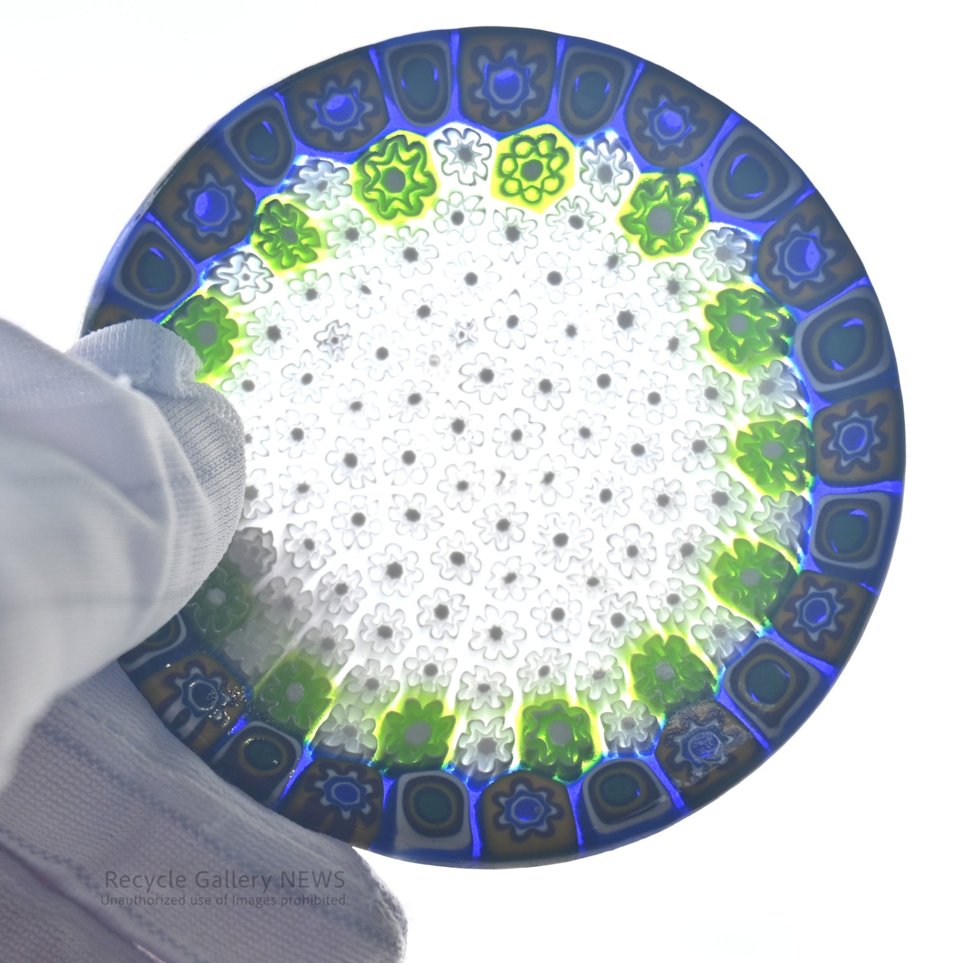 Venezian glass Millefiori Glass Plate Italia Artisan Craftsmanship Floral Pattern / ヴェネチアンガラス ミルフィオリ ガラスプレート 小皿 イタリア クラフトマンシップ 花柄