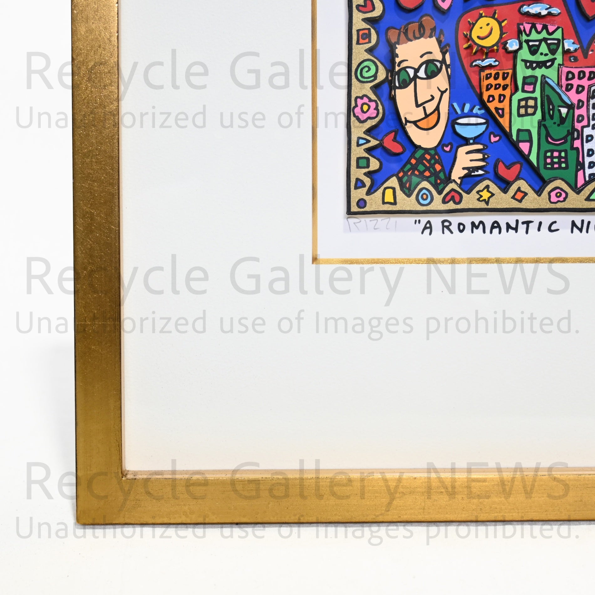 James Rizzi A ROMANTIC NIGHT ON THE TOWN 1994’s Silk-screen 3D Urban Primitive Modern Art / ジェームス・リジィ ア・ロマンティックナイト・オン・ザ・タウン 1994年 シルクスクリーン 現代アート