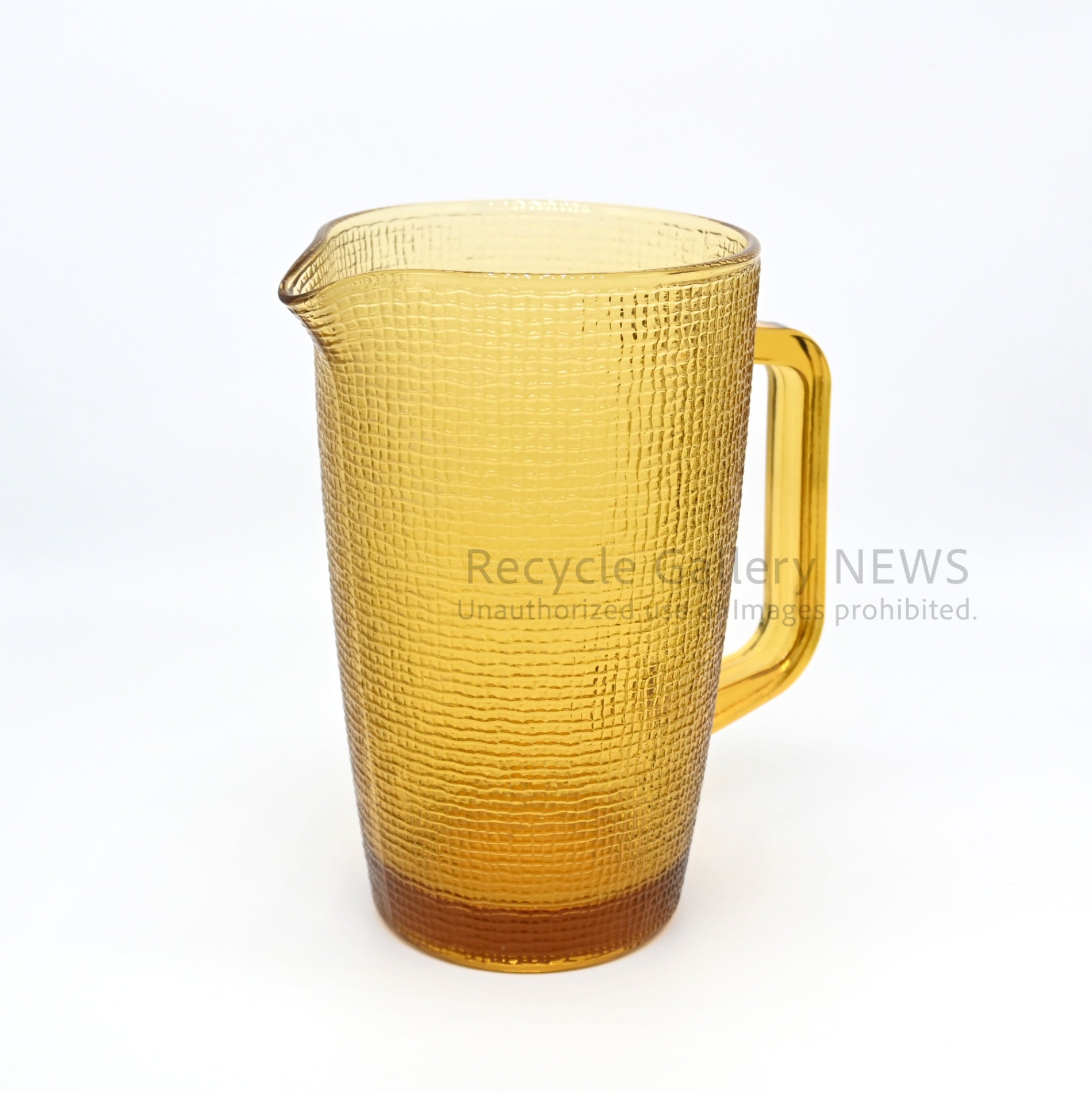 Amber Glass Jug Water Pitcher Flower Vase Vintage Craft / アンバーカラー ガラス ジャグ ピッチャー 花瓶 水差し 工芸品 黄色系
