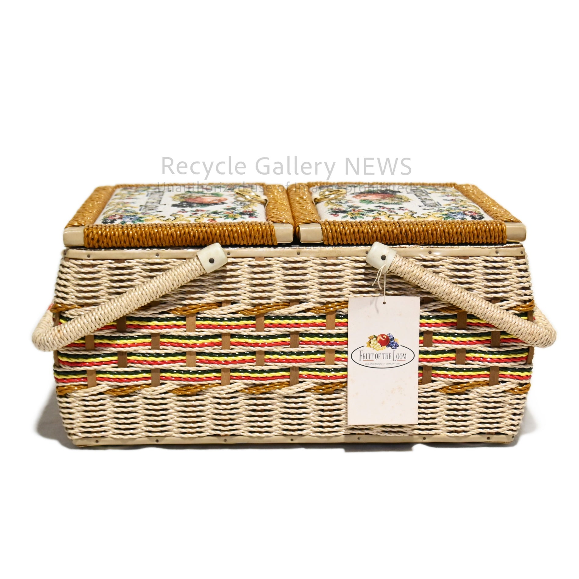 FRUIT OF THE ROOM Sewing Basket Box Retro Embroidery Vintage Unused / フルーツ・オブ・ザ・ルーム 裁縫箱 ソーイングバスケット レトロ 刺繍 ヴィンテージ 未使用 新古品
