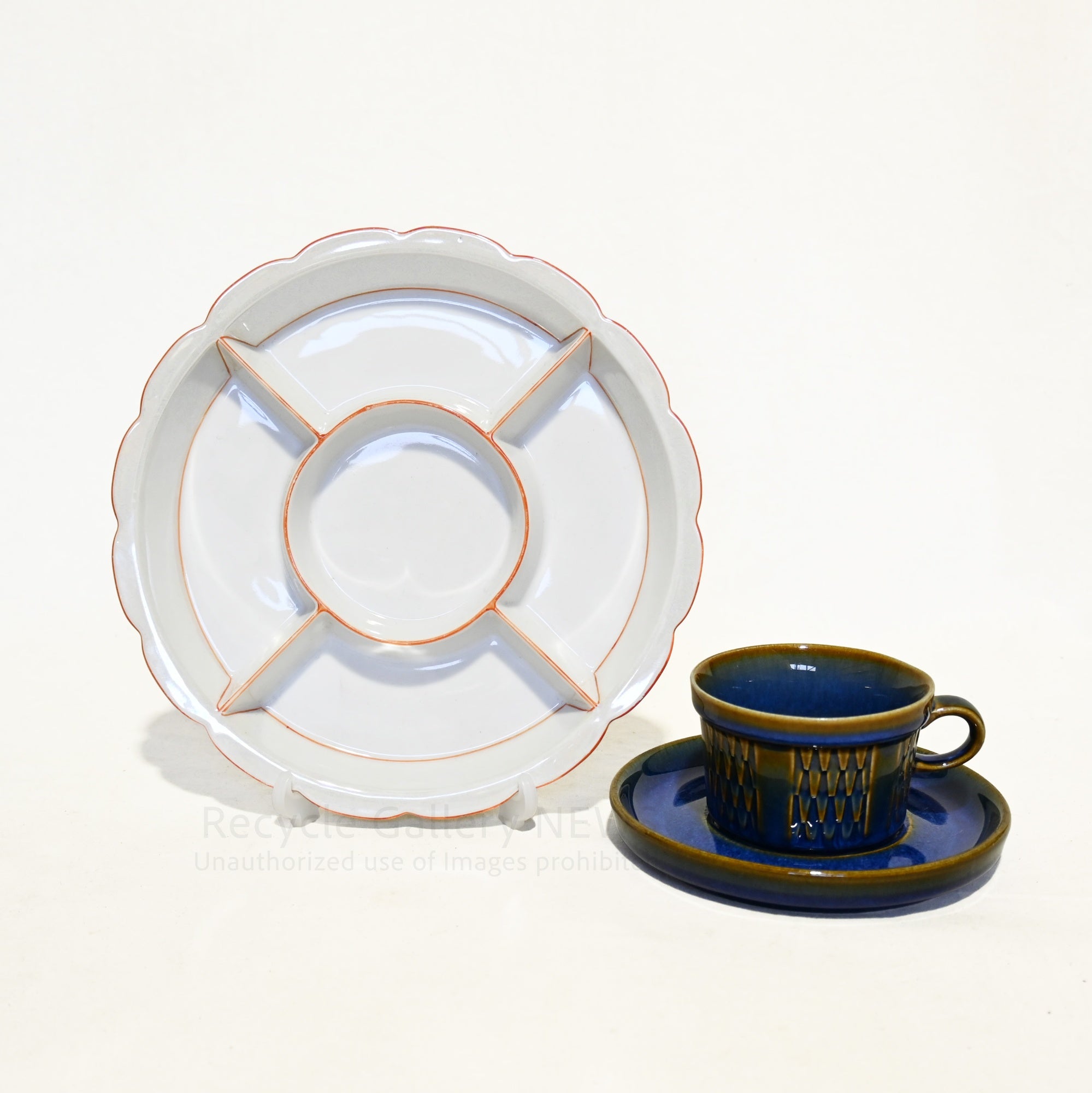 Old Noritake Hors d'oeuvre Serving plate Taisho era 1912s Japan-Domestic-market Yajirobe backstamp / オールドノリタケ オードブル サービングプレート 大正時代 1912年頃 国内向けヤジロベー バックスタンプ