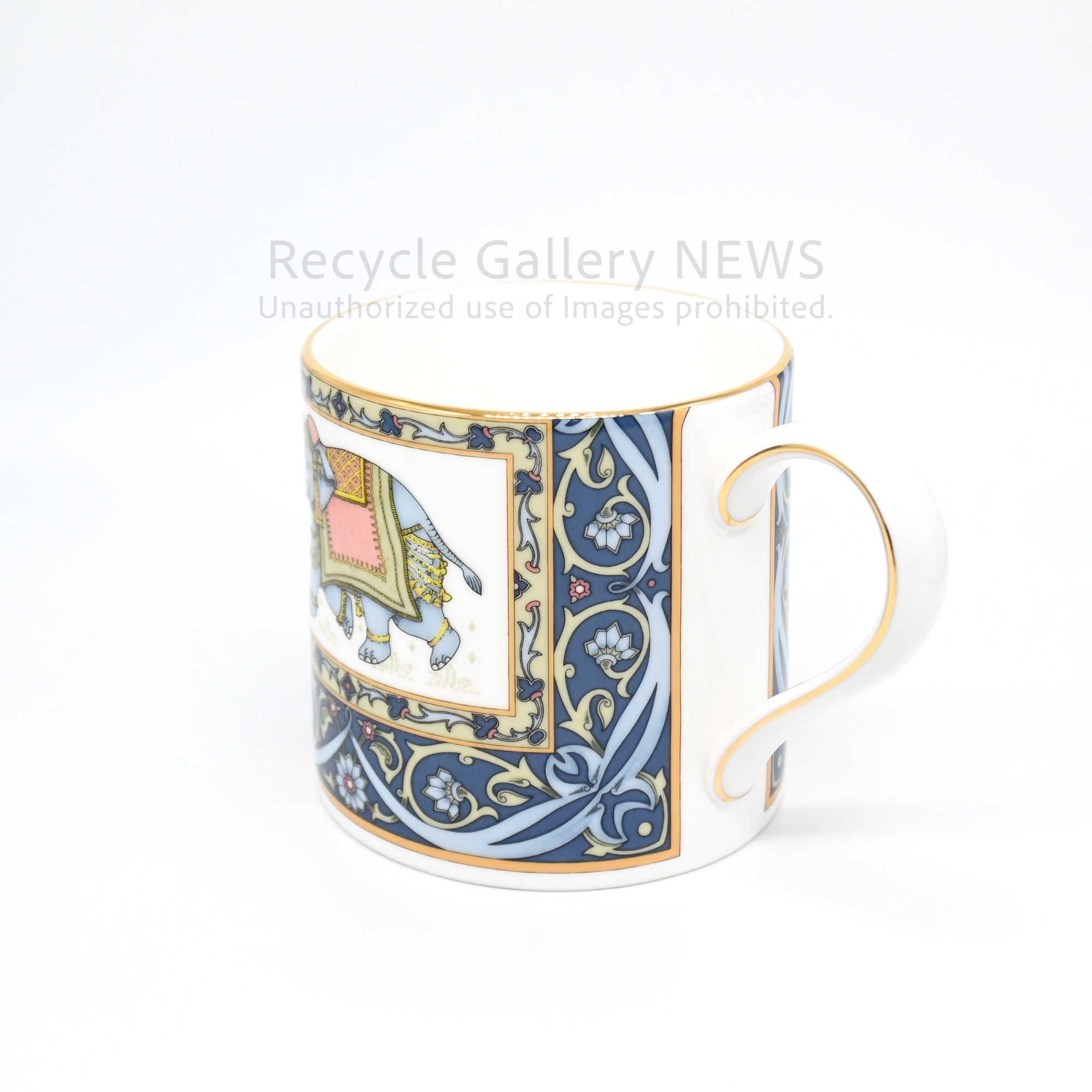 WEDGWOOD "BLUE ELEPHANT" Mug Cup Oriental Design Bone China Collectible Piece / ウェッジウッド ブルーエレファント マグカップ 廃盤品 象モチーフ ボーンチャイナ オリエンタルデザイン