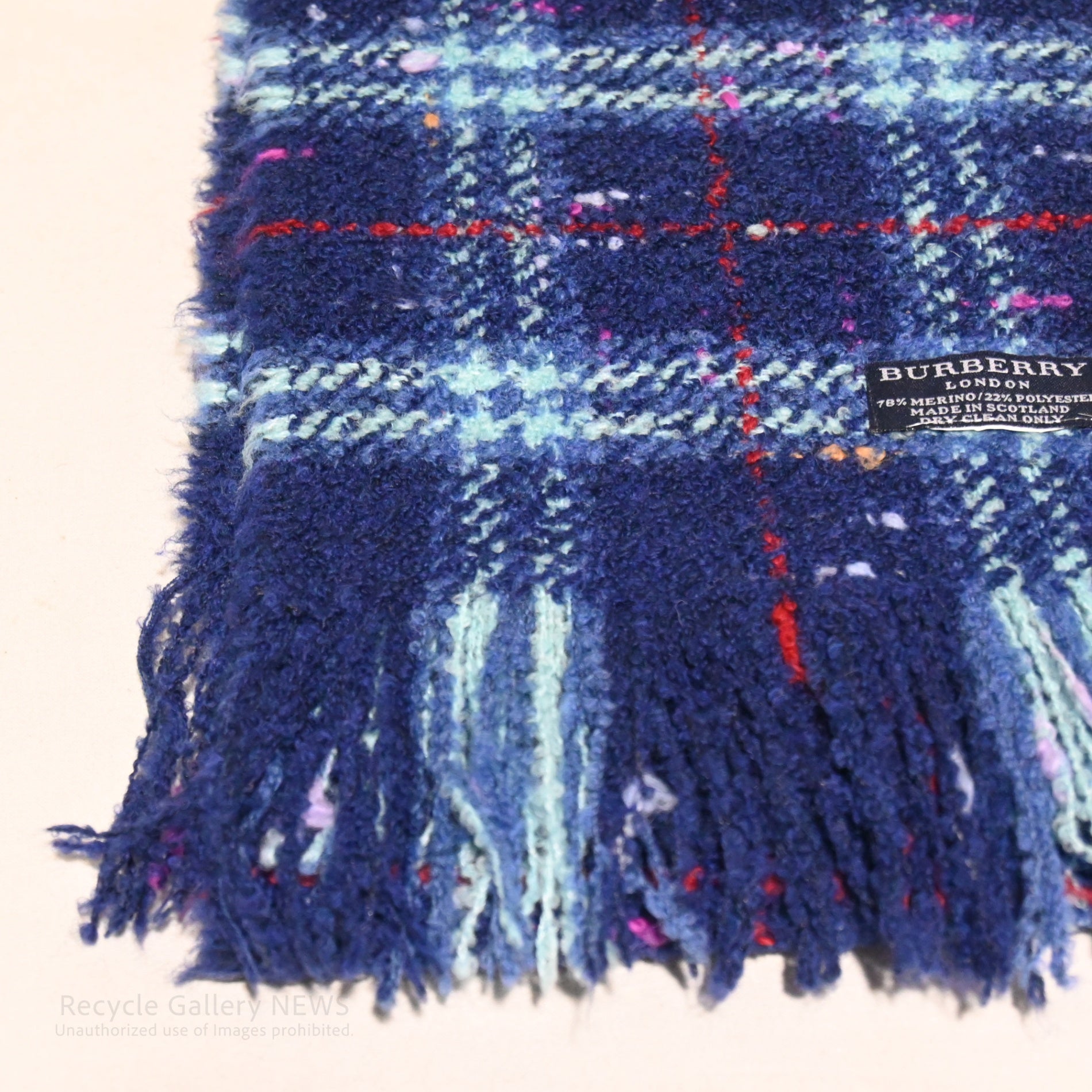 BURBERRY LONDON Check Scarf Blue Navy /  バーバリー ロンドン チェックマフラー ブルー 紺色系