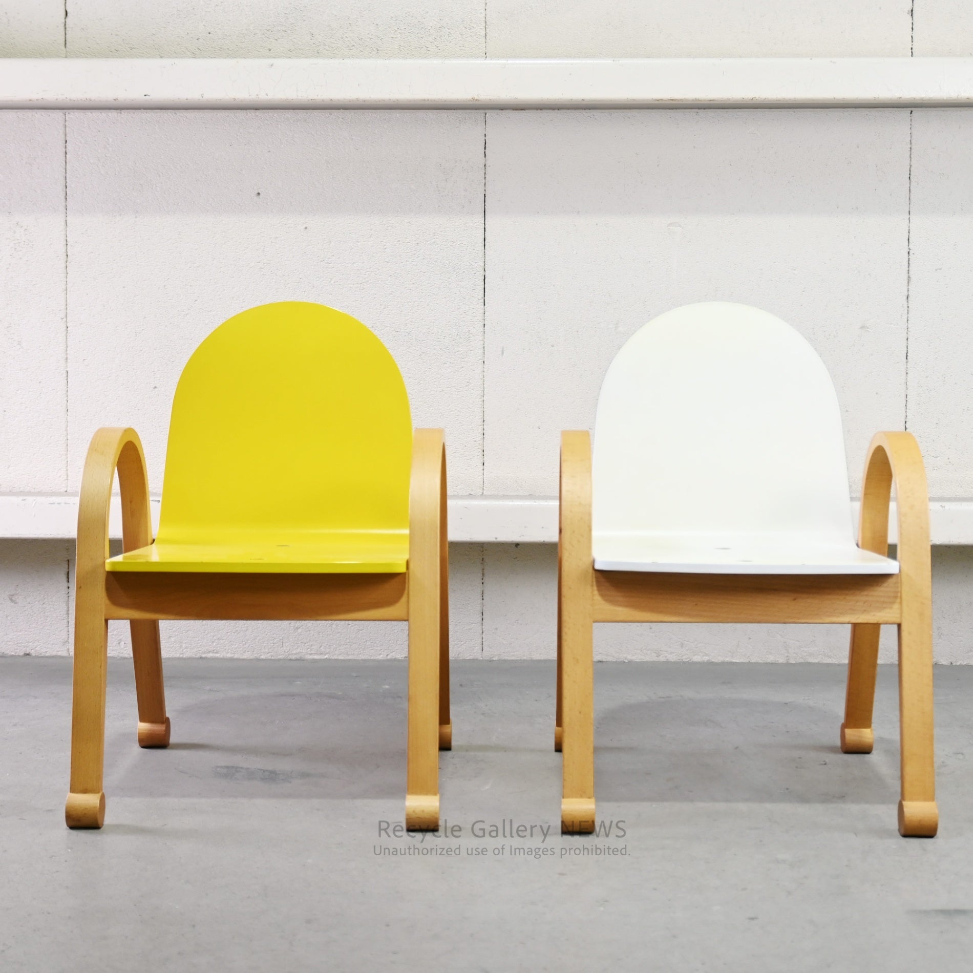 Nisshin Mokko ac-cent Kids chair Yellow Japan / 日進木工 アクセント キッズチェア イエロー 日本