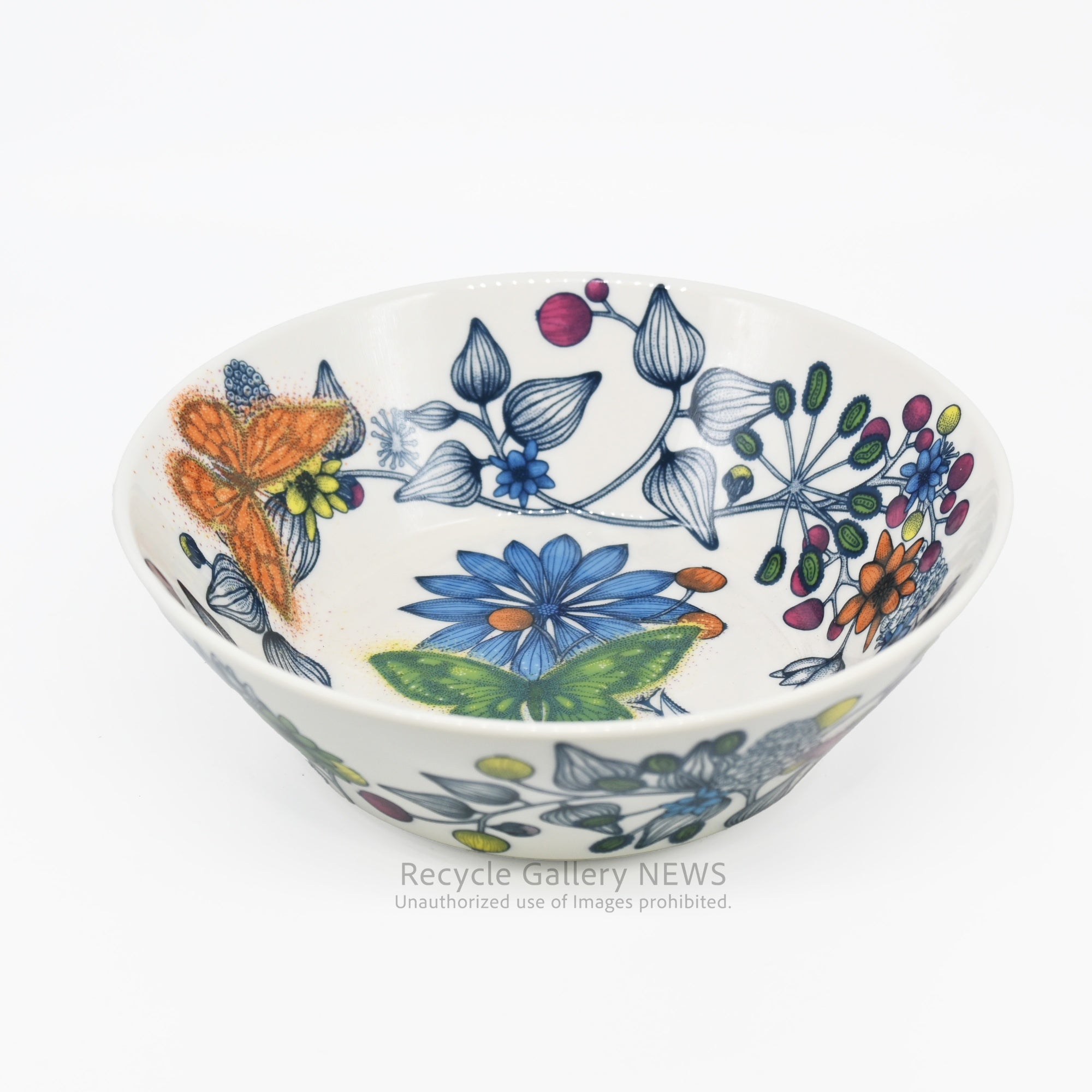 ARABIA RUNO Finland  "Butterfly" Floral Bowl White Porcelain / アラビア ルノ バタフライボウル フィンランド 花柄 白磁