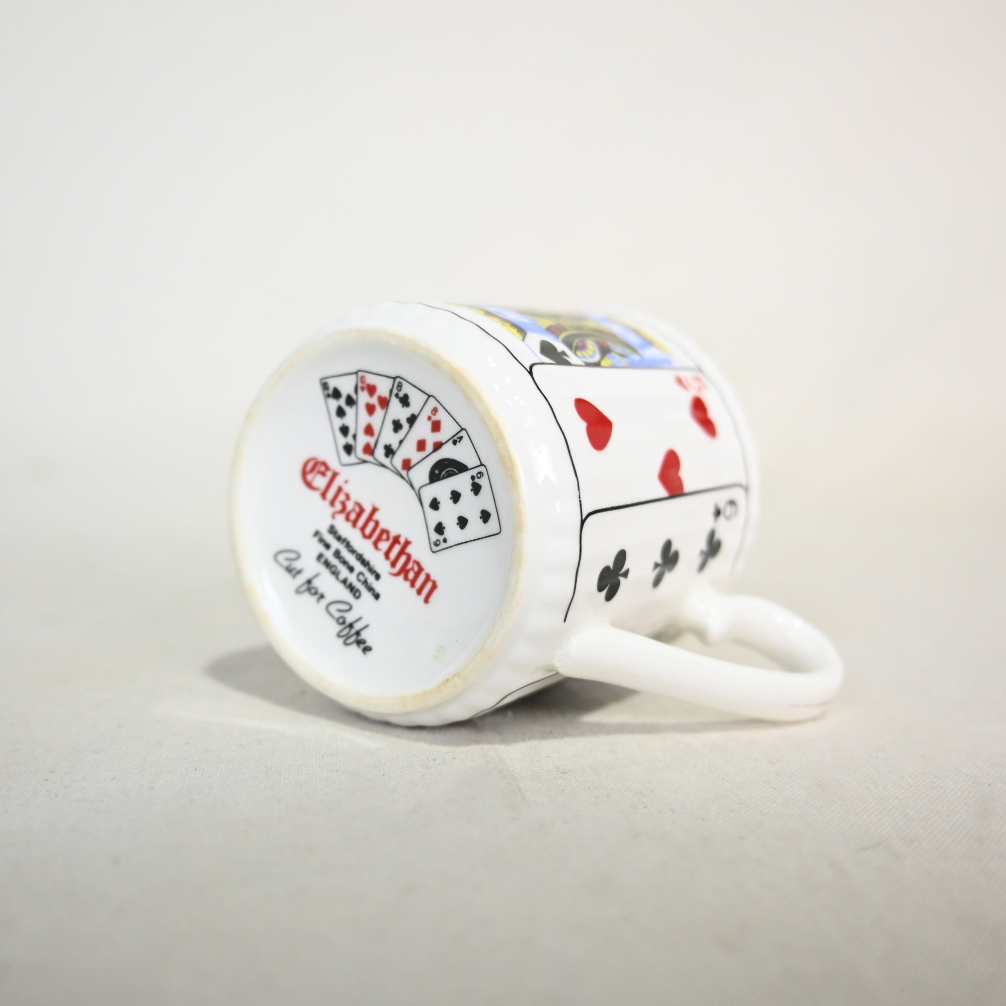 Elizabethann Cut for Coffee Demitasse trio set Playing cards Design UK Vintage / エリザベスアン トランプ柄 デミタスカップ トリオセット 英国ヴィンテージ