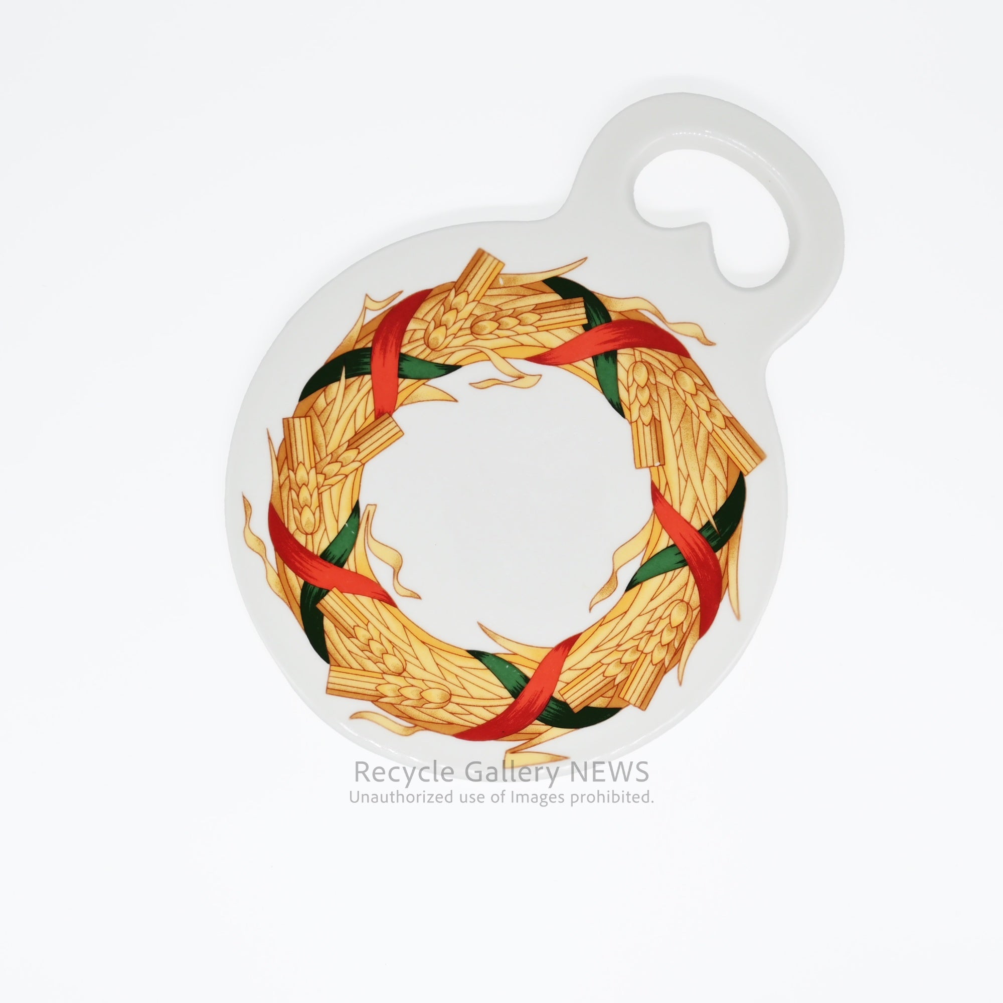 ARABIA Cutting Board with Wheat Wreath Motif Scandinavian Style Finland Rare / アラビア 麦の穂リース まな板 北欧 フィンランド 希少