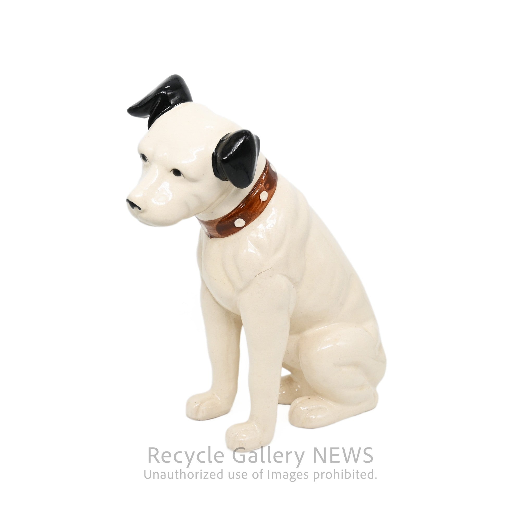 His Master's Voice "Nipper" Vintage Ceramic Dog Figurine Ornament Victor White /『主人の声』ビクター犬 ニッパー 陶器フィギュリン オブジェ 犬の置物 オーディオ レトロ 白
