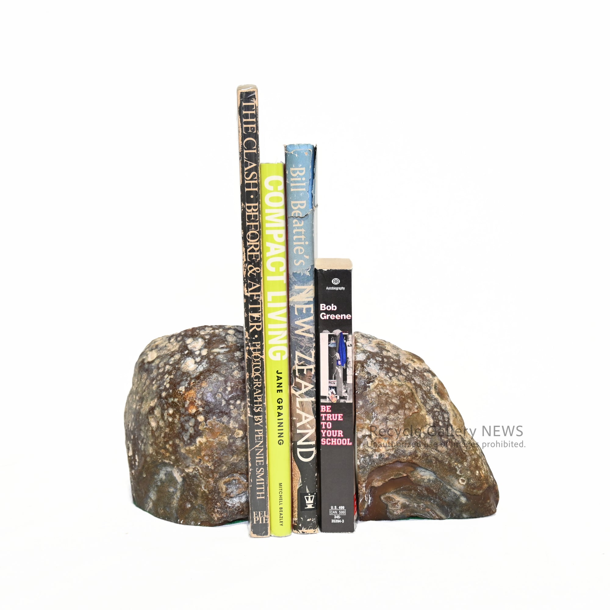 ブックエンド　置物　原石　天然石　緑瑪瑙　ヴィンテージ Agate Bookends Natural stone Interior objects Brown / 瑪瑙 めのう