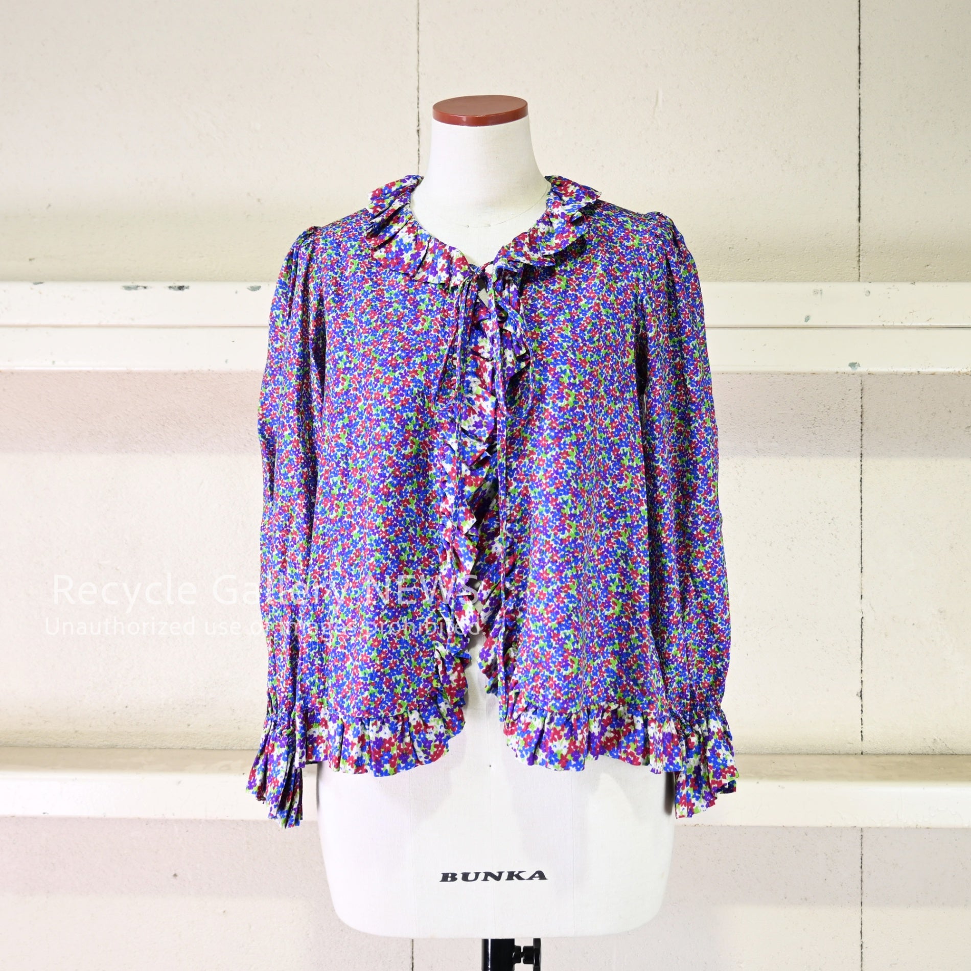 1970-80s Vintage YVES SAINT LAURENT Floral print 3-piece suit & scarf 4-piece set / ヴィンテージ イブ・サン・ローラン 花柄プリント 3ピース&ストール 4点組