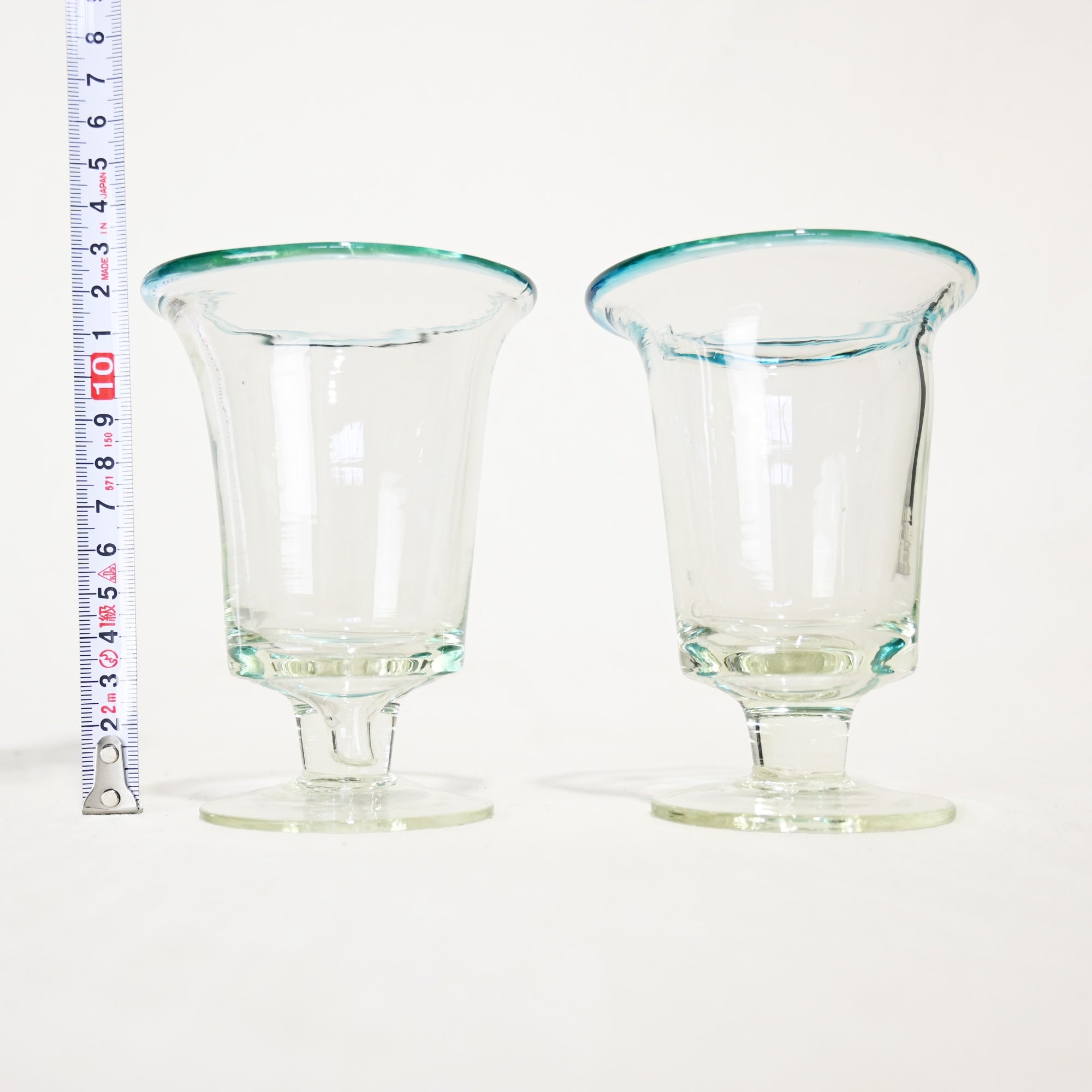 Vintage Japanese Blown glass Blue&Clear Ice Cup Parfait Glass / ヴィンテージ 和ガラス 吹きガラス 青＆透明 氷コップ パフェグラス