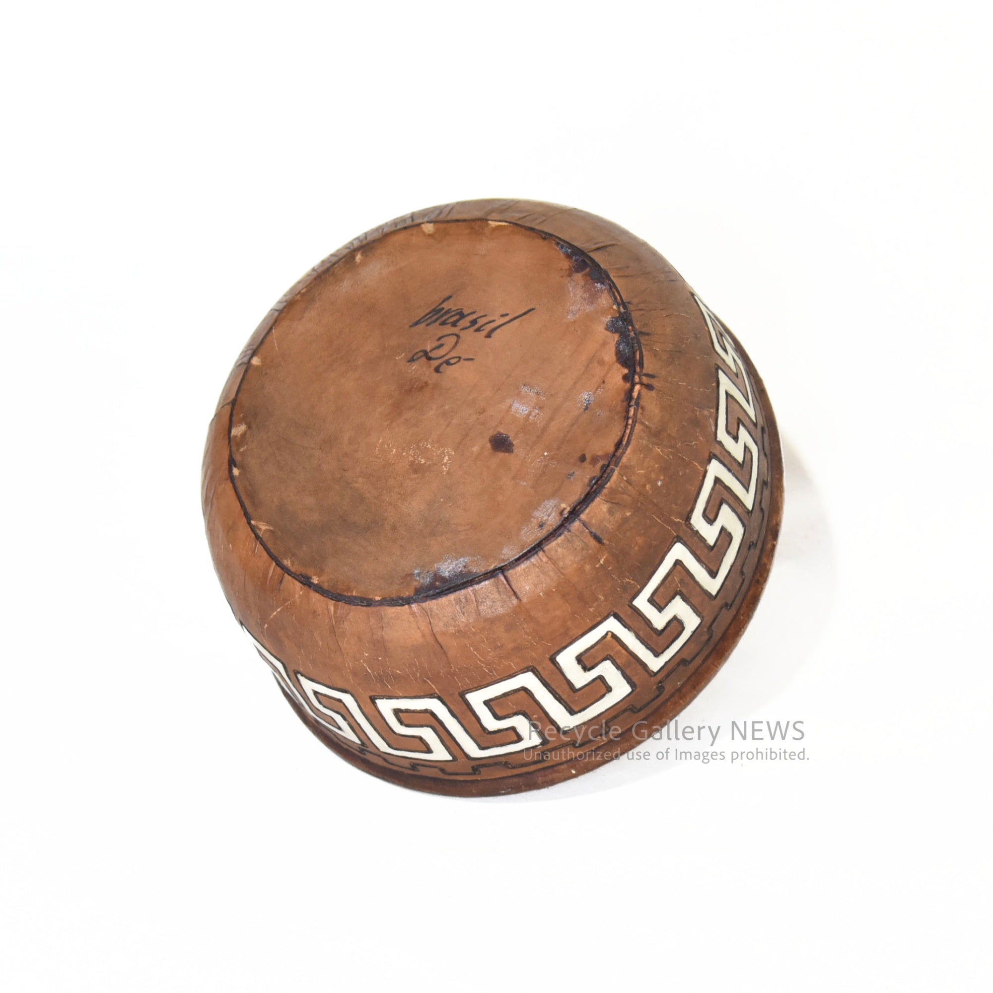 Leather cover Ceramic bowl Brazil Fork art Midcentury / 陶器 レザーカバー ボウル ブラジル製 フォークアート ミッドセンチュリー