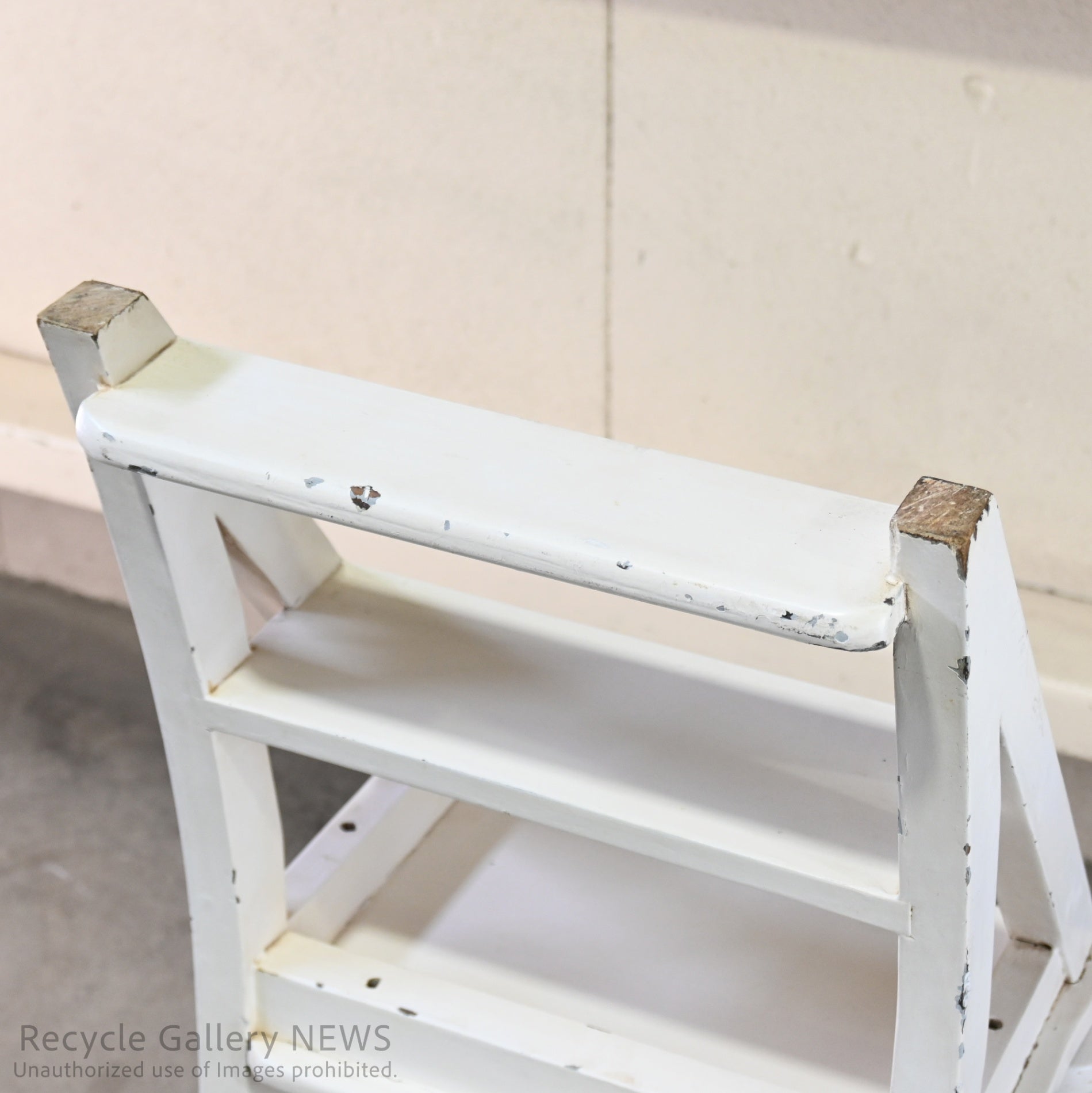 Vintage Foldable Library Step Chair White / ヴィンテージ 折りたたみ ライブラリー ステップ チェア 白