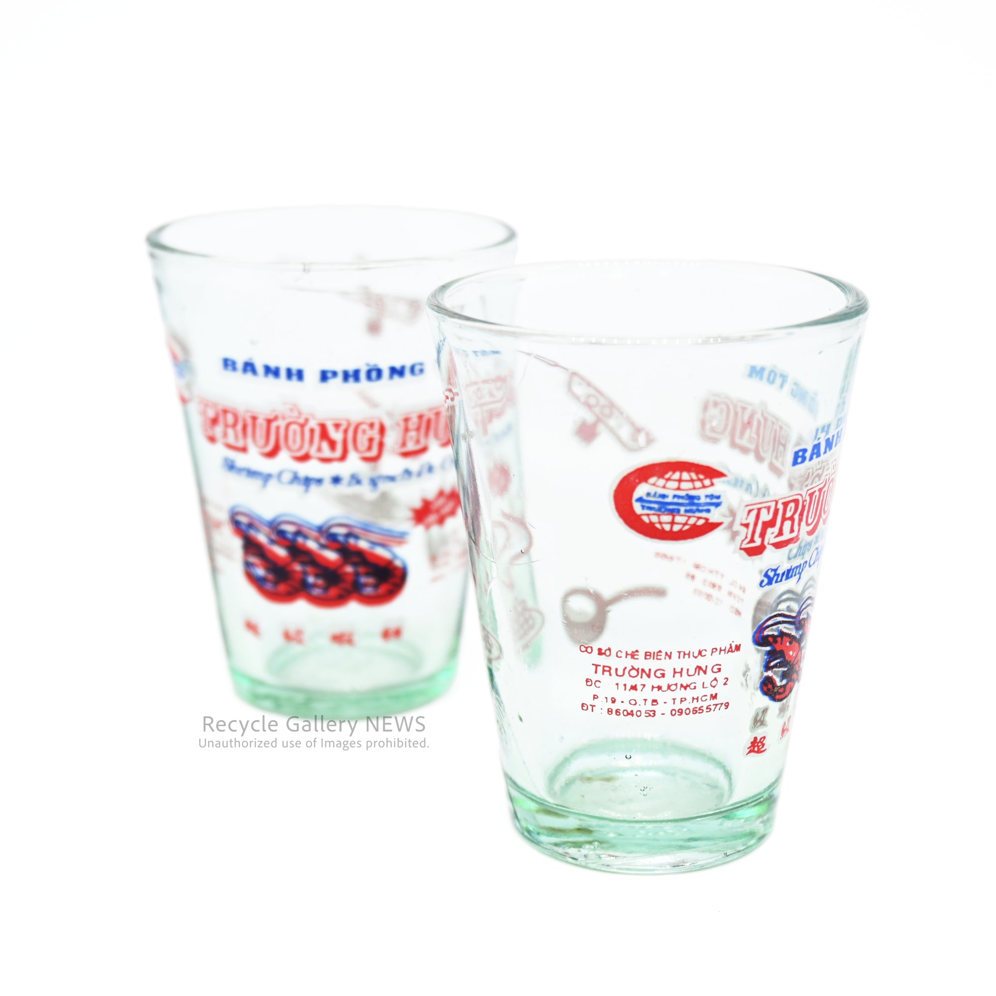 Vietnamese Shrimp Cracker Bánh phồng tôm Shot Glass Yellow / Red East Asian Goods / ベトナム エビ煎餅 バインフォントム ショットグラス 黄赤 / 赤青 東アジア雑貨
