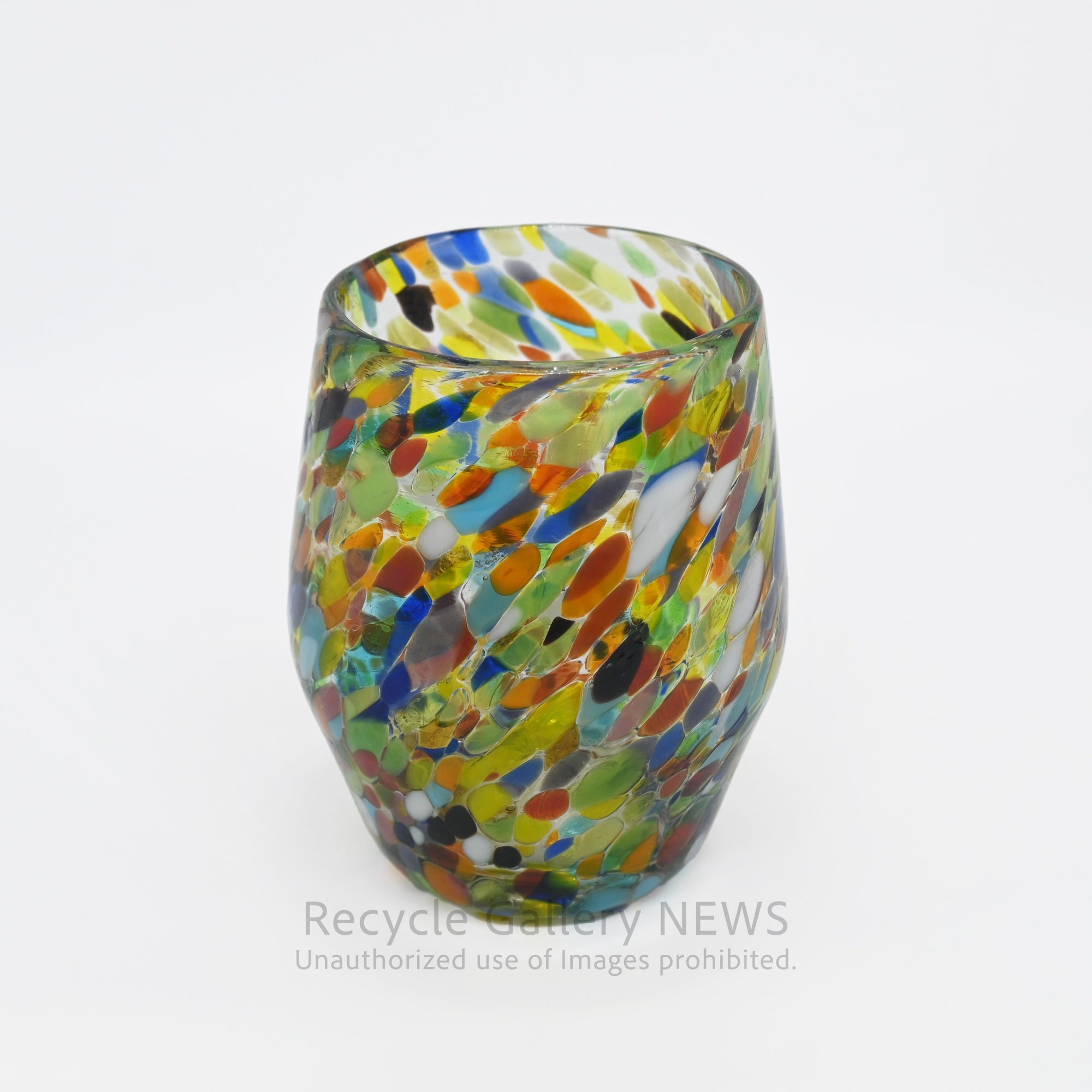 Colorful Fusion Confetti Glass Art Tumbler Mexican Style / コンフェッティ アートガラス フュージョンガラス タンブラー マルチカラー メキシカンガラス
