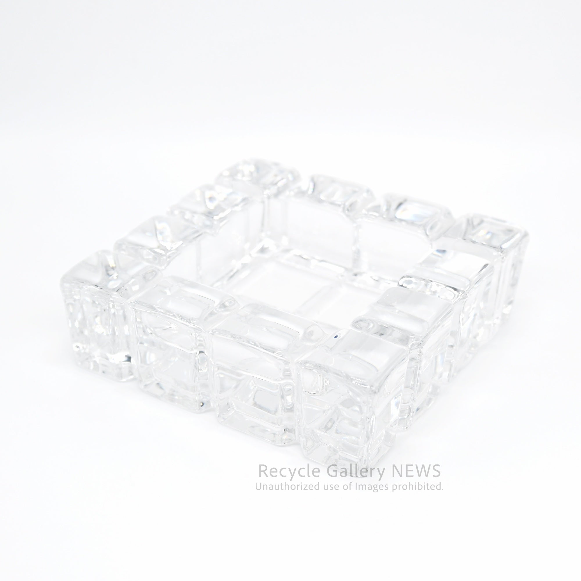 Art Déco Crystal Cube Tray Ashtray Decorative Object Retro Modern / クリスタル キューブ トレイ ガラス クリア 小物入れ 灰皿 オブジェ レトロモダン アール・デコ