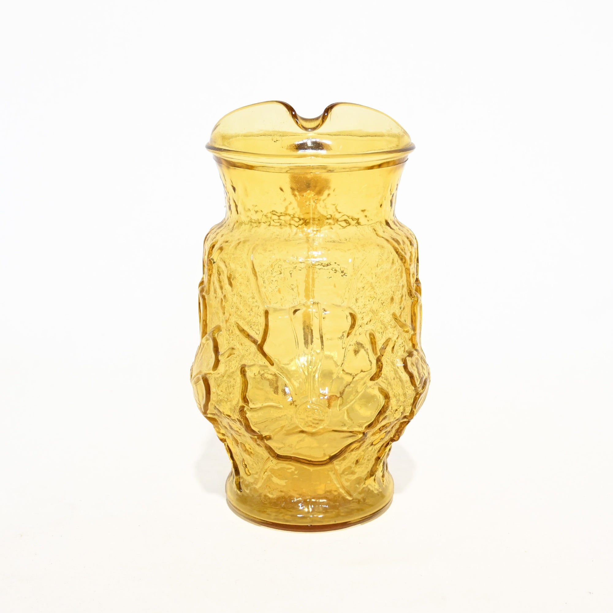 Amber Glass Flower Motif Pitcher Watering Can Vintage / アンバーガラス フラワーモチーフ ピッチャー 水差し じょうろ ヴィンテージ