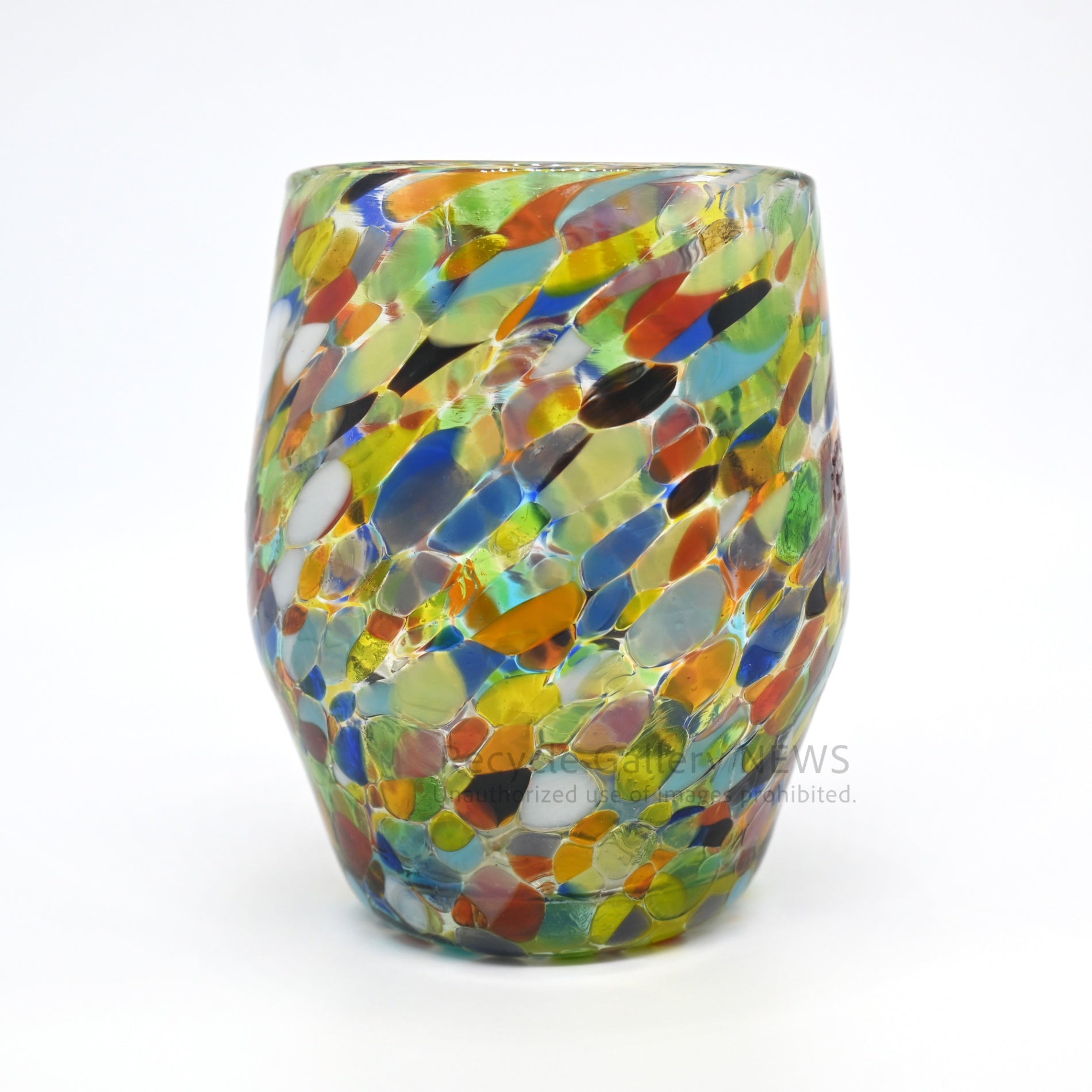 Colorful Fusion Confetti Glass Art Tumbler Mexican Style / コンフェッティ アートガラス フュージョンガラス タンブラー マルチカラー メキシカンガラス