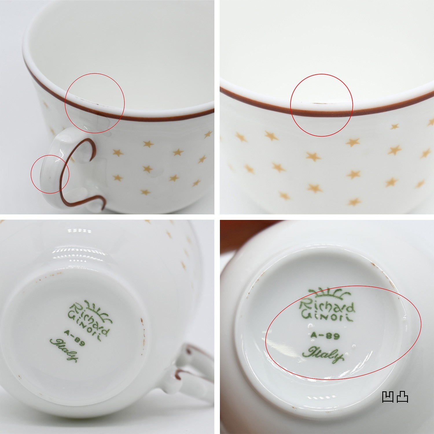 Richard Ginori Demitasse 9-Piece Complete Set Rare Design Star Pattern / リチャード・ジノリ デミタスフルセット 9点 希少デザイン 星柄