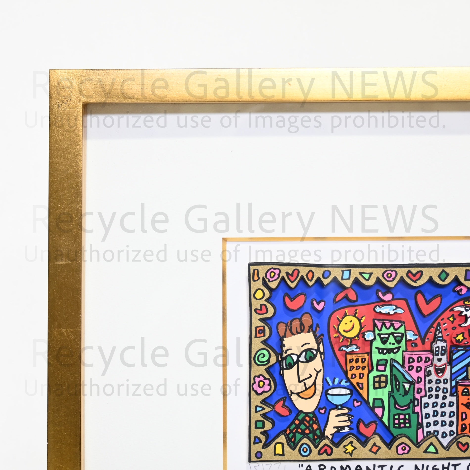 James Rizzi A ROMANTIC NIGHT ON THE TOWN 1994’s Silk-screen 3D Urban Primitive Modern Art / ジェームス・リジィ ア・ロマンティックナイト・オン・ザ・タウン 1994年 シルクスクリーン 現代アート