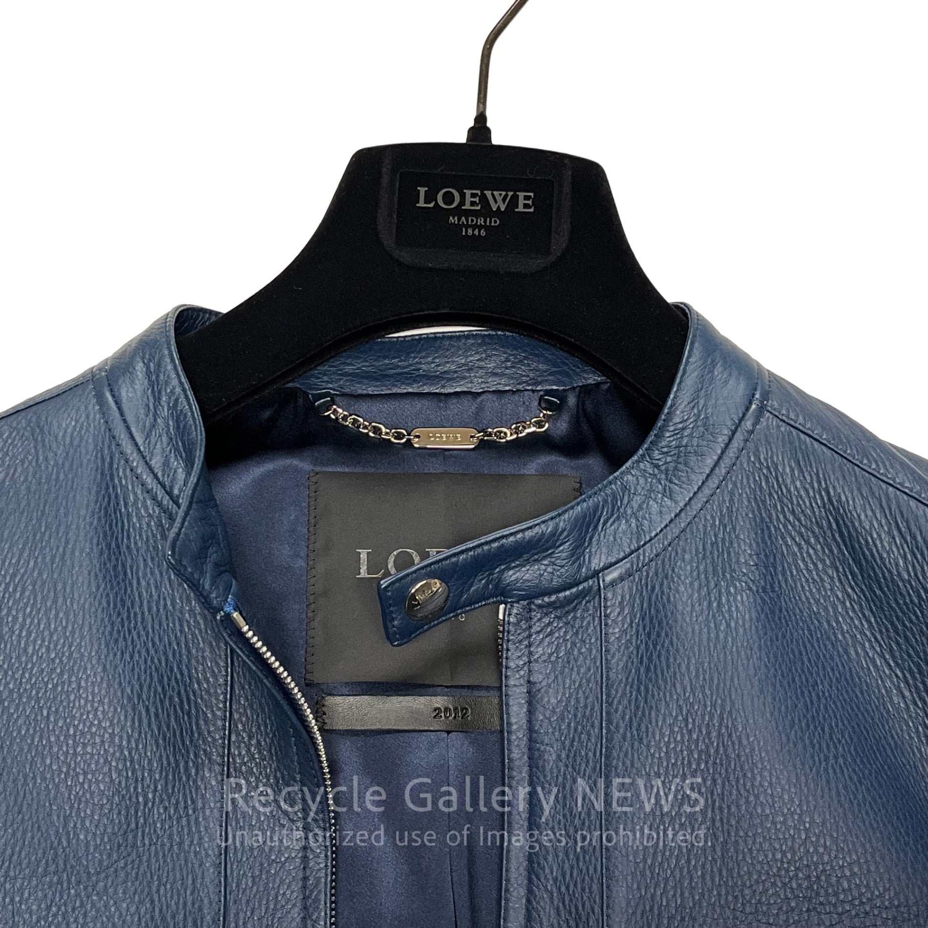 LOEWE Men's Deerskin Leather Jacket 2012 Prussian Blue Stuart Vevers / ロエベ メンズ 鹿革 レザー ジャケット 2012 プルシアンブルー 青 紺色 スチュアート•ヴィヴァース