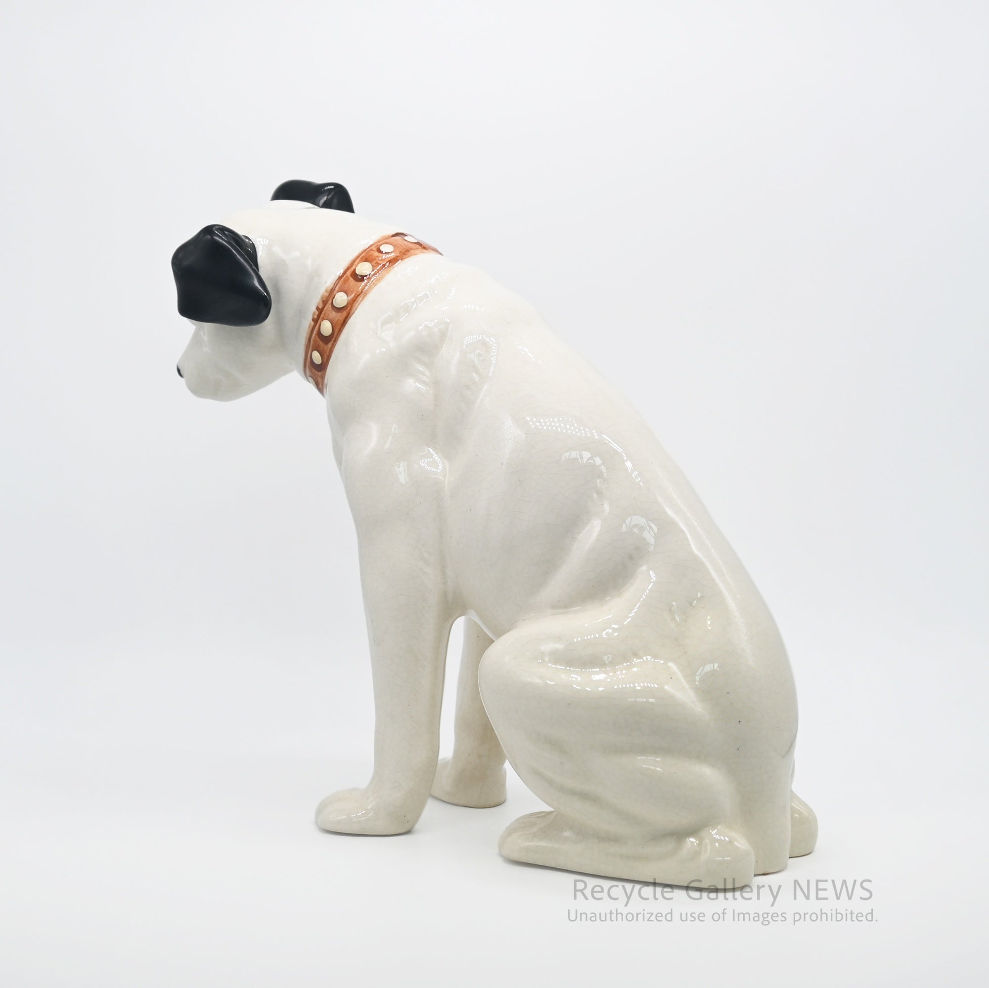 His Master's Voice "Nipper" Vintage Ceramic Dog Figurine Ornament Victor White / 『主人の声』ビクター犬 ニッパー 陶器フィギュリン オブジェ 犬の置物 オーディオ レトロ 白