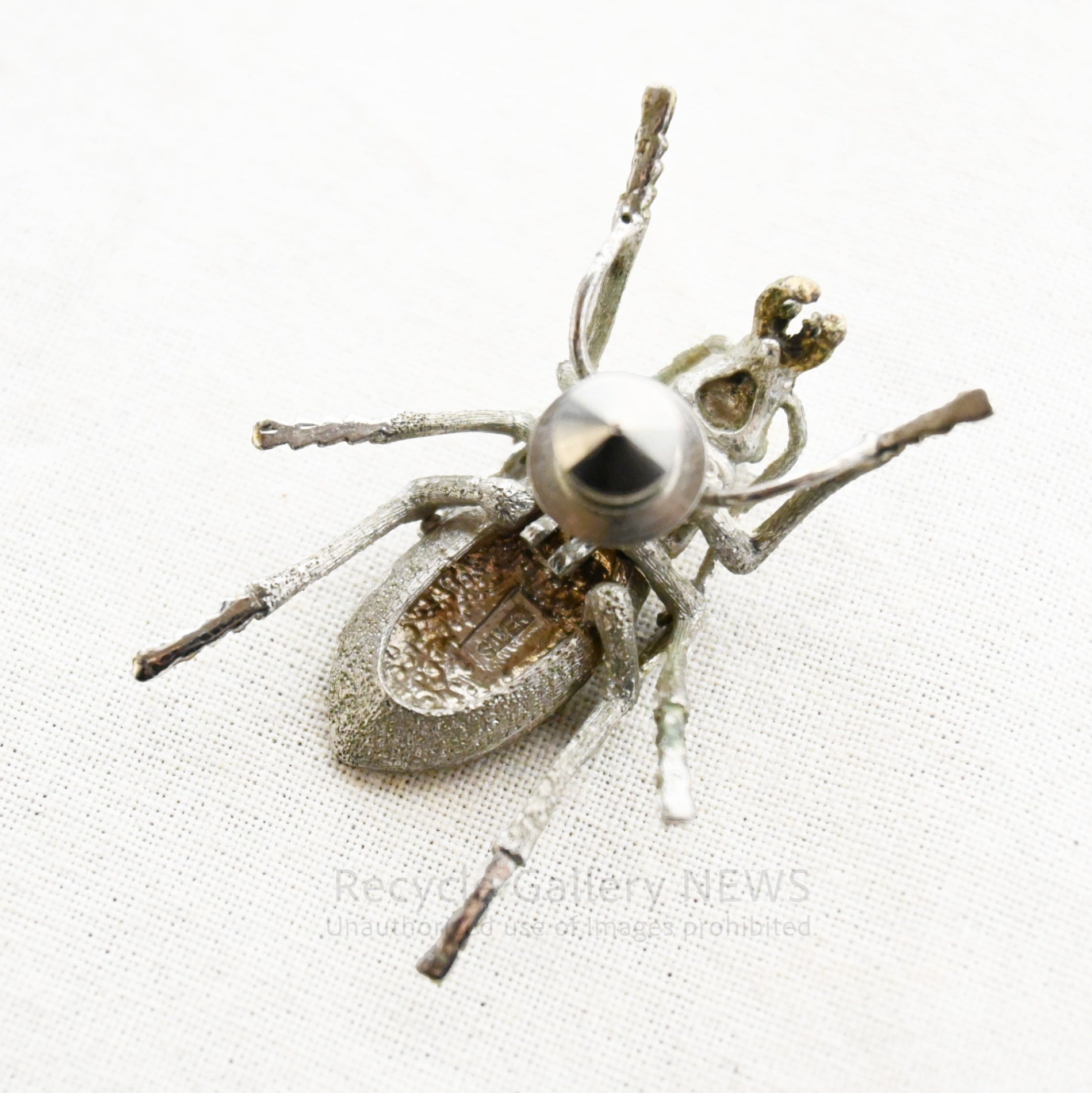 Ground beetle Brooch SILVER engraved Vintage / オサムシ 昆虫