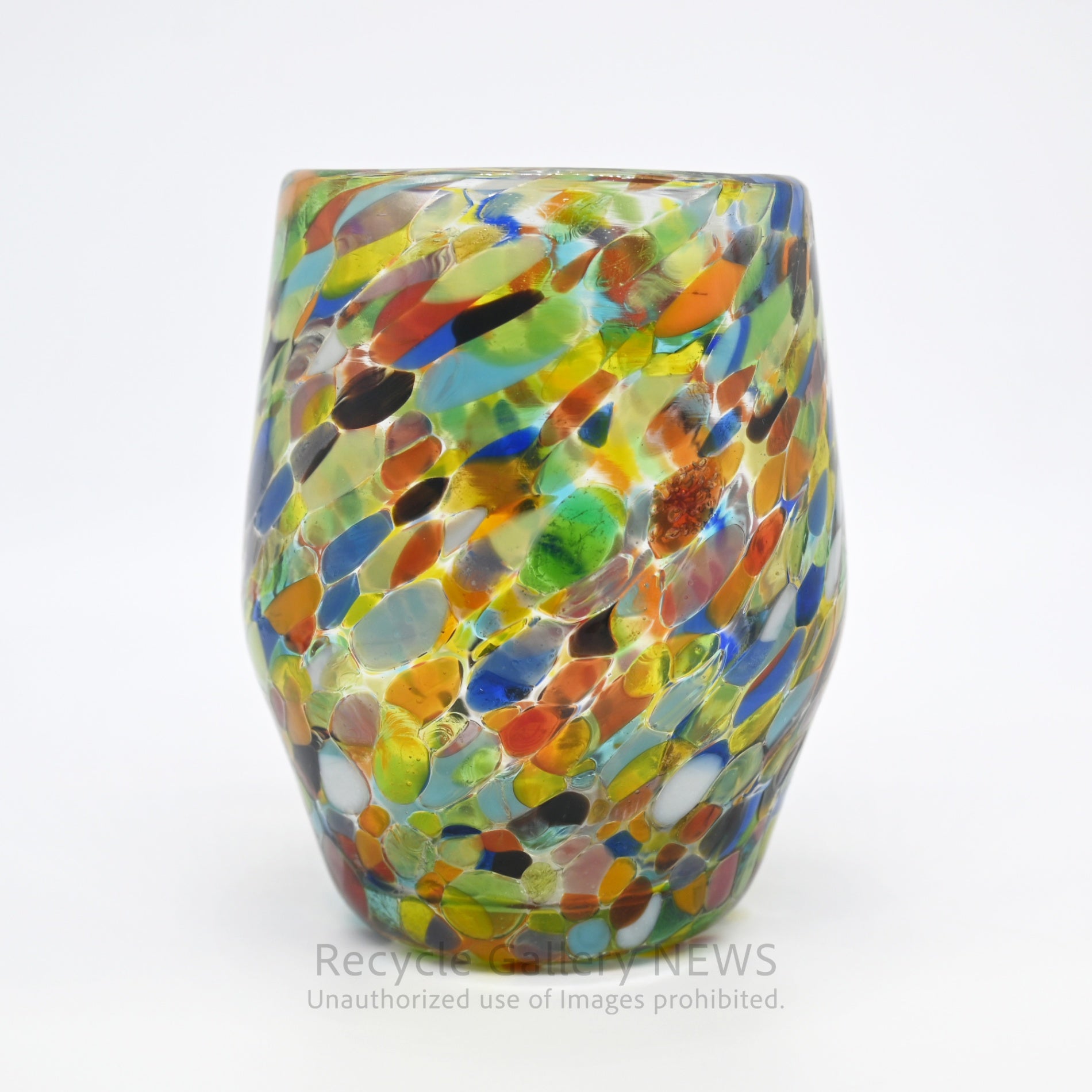 Colorful Fusion Confetti Glass Art Tumbler Mexican Style / コンフェッティ アートガラス フュージョンガラス タンブラー マルチカラー メキシカンガラス