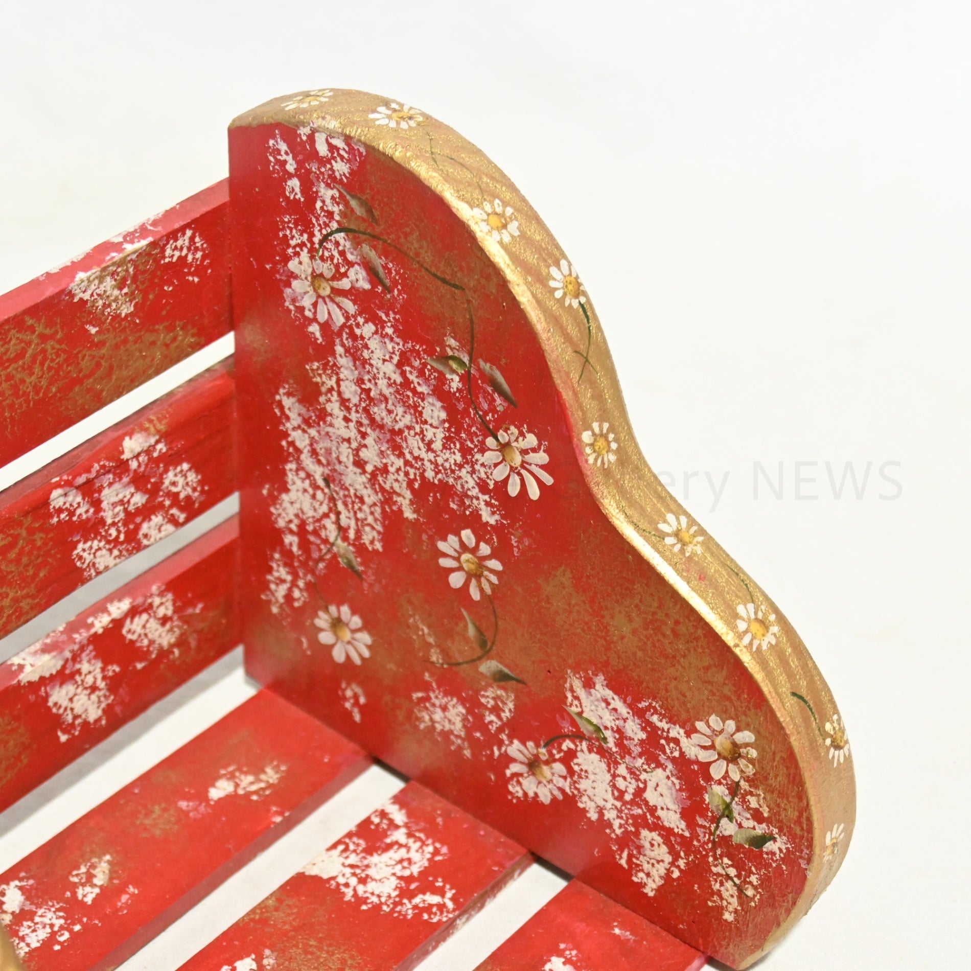 Tole painting floral pattern Book stand Handmade USA / トールペイント フラワー柄 ブックスタンド 本立て ハンドメイド アメリカ