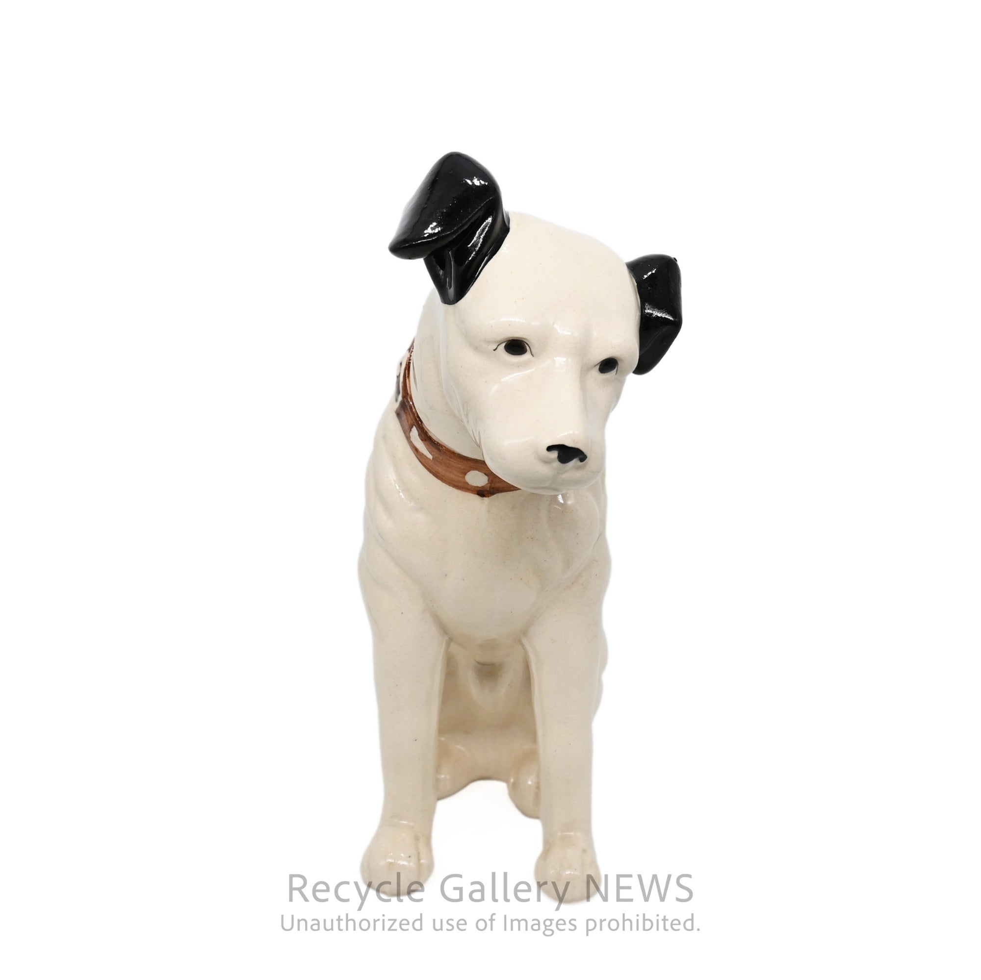 His Master's Voice "Nipper" Vintage Ceramic Dog Figurine Ornament Victor White /『主人の声』ビクター犬 ニッパー 陶器フィギュリン オブジェ 犬の置物 オーディオ レトロ 白