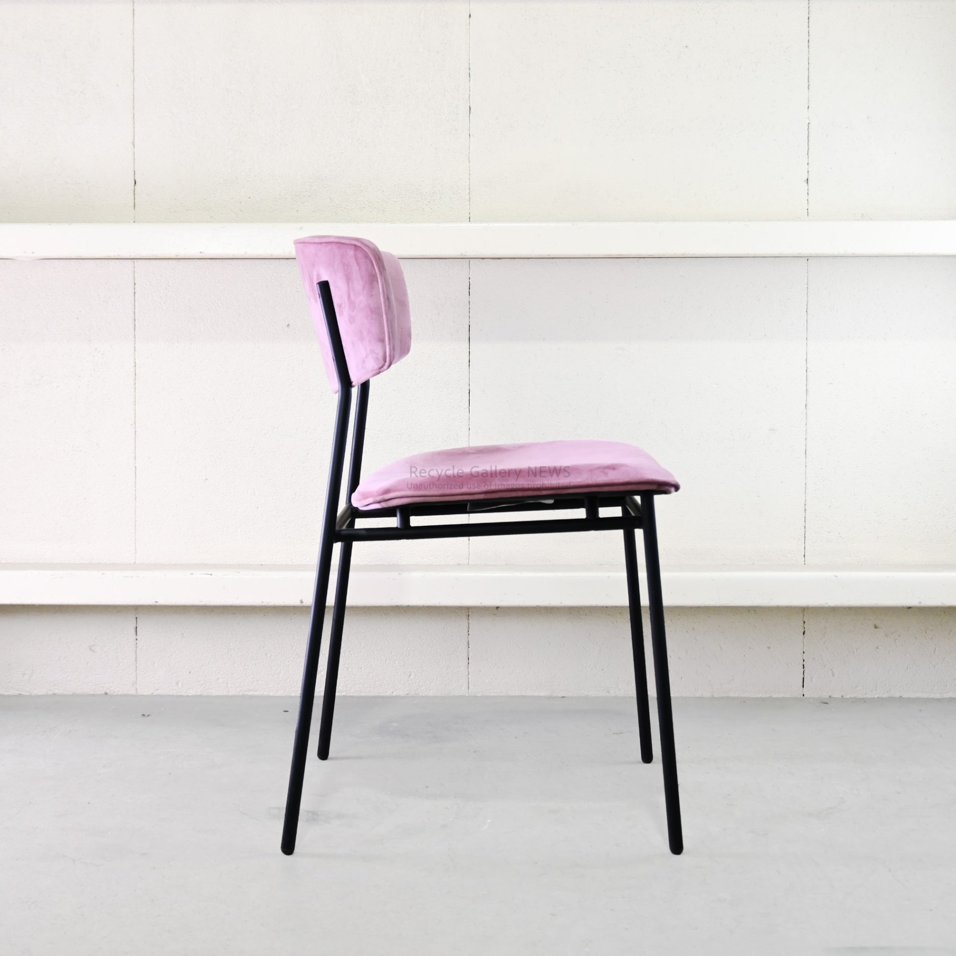 Calligaris Fifties Dining Chair Black Rose Pink-Velvet Italian Modern Furniture / カリガリス フィフティーズ ダイニングチェア ローズピンク ブラック ベルベット イタリア モダン家具