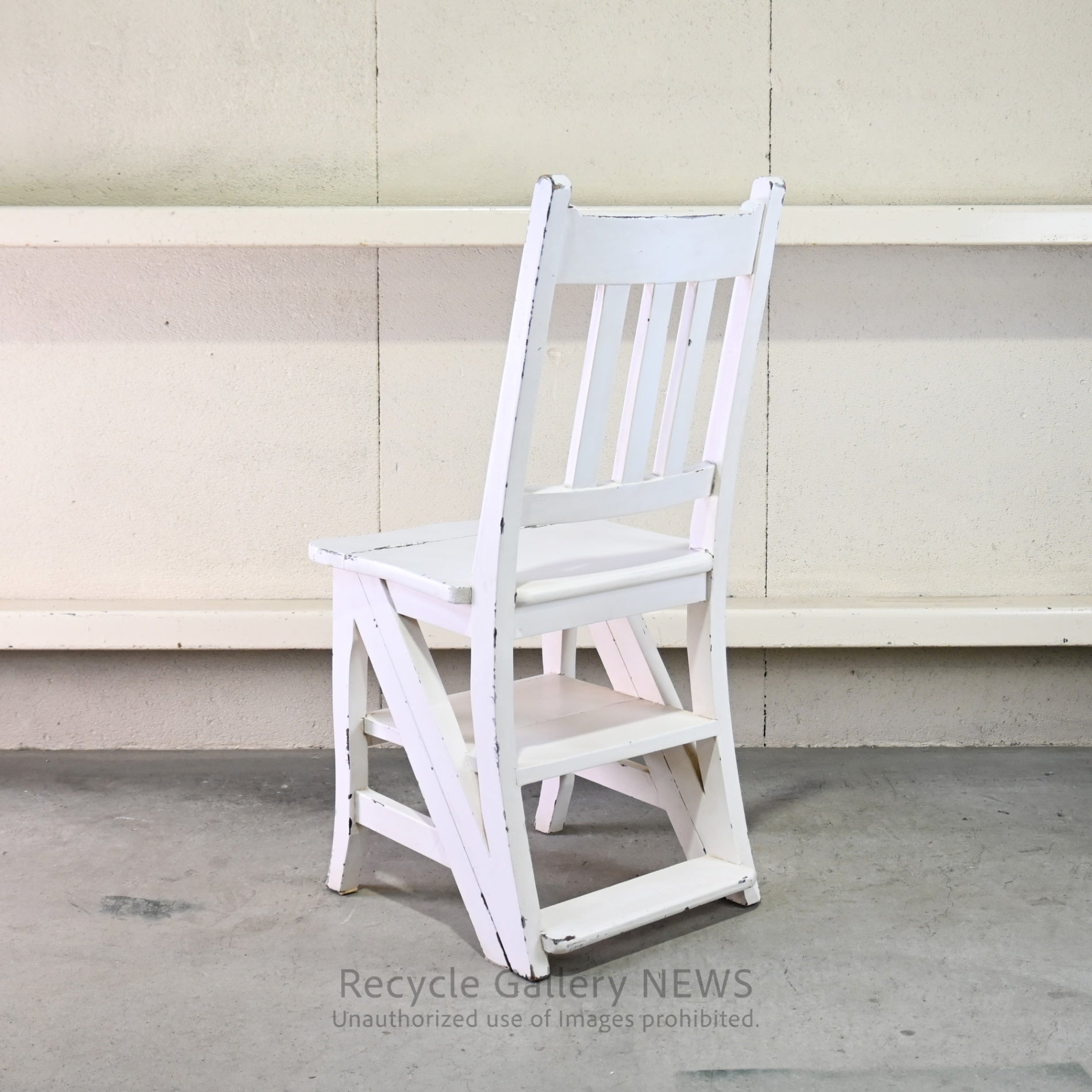 Vintage Foldable Library Step Chair White / ヴィンテージ 折りたたみ ライブラリー ステップ チェア 白