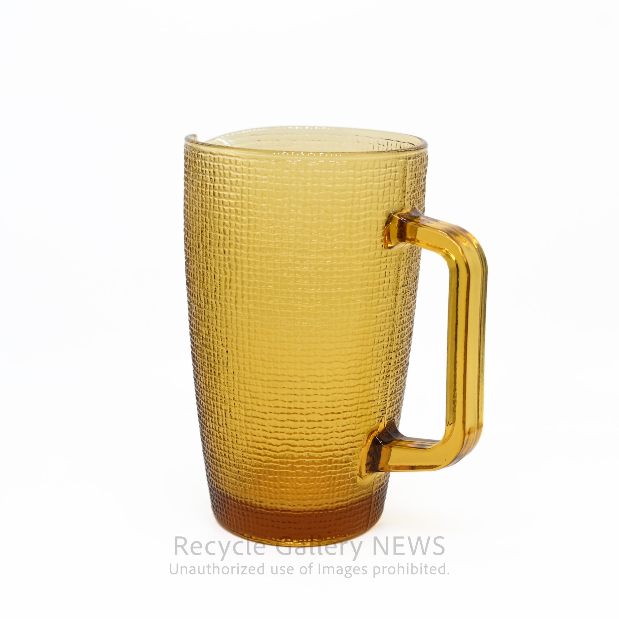 Amber Glass Jug Water Pitcher Flower Vase Vintage Craft / アンバーカラー ガラス ジャグ ピッチャー 花瓶 水差し 工芸品 黄色系