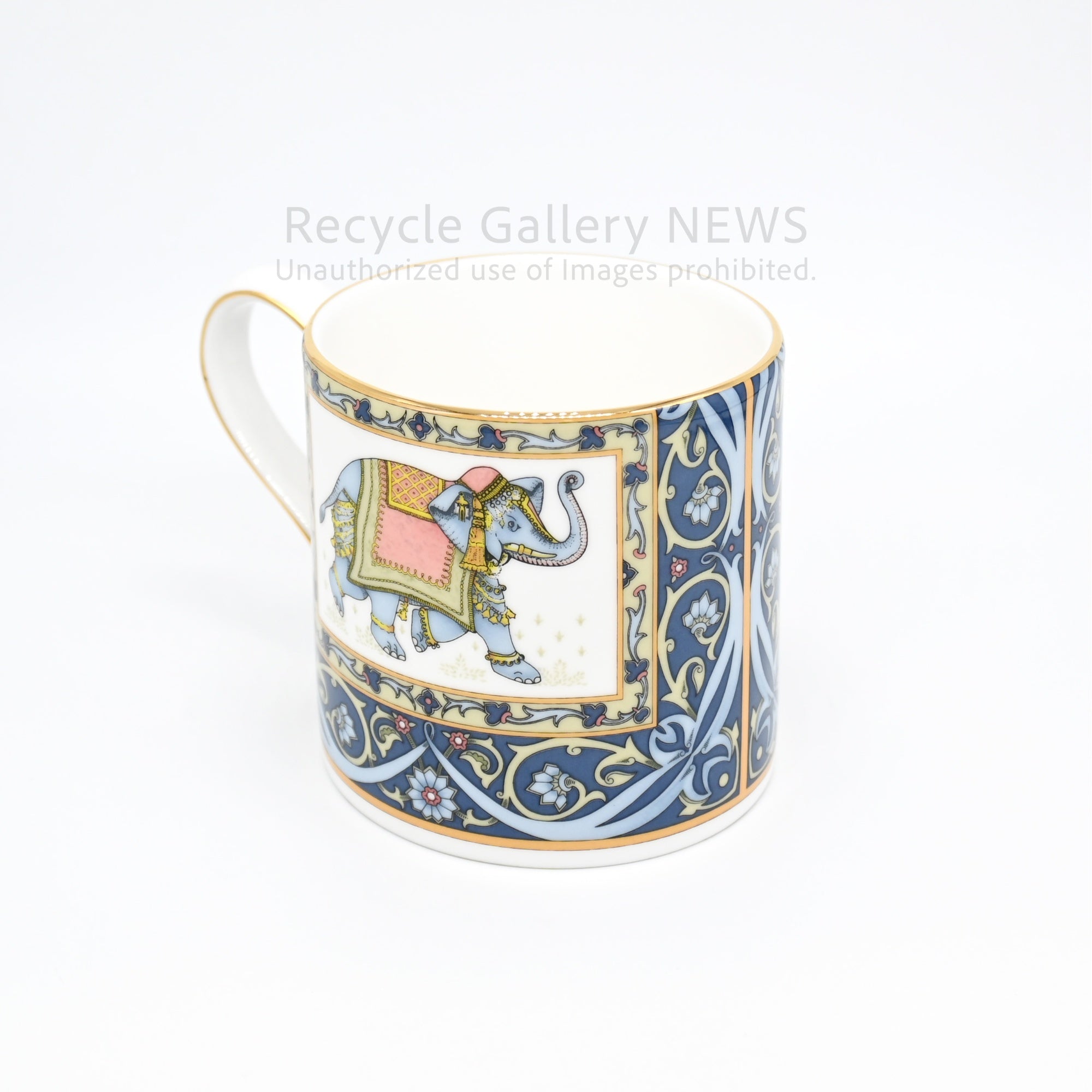 WEDGWOOD "BLUE ELEPHANT" Mug Cup Oriental Design Bone China Collectible Piece / ウェッジウッド ブルーエレファント マグカップ 廃盤品 象モチーフ ボーンチャイナ オリエンタルデザイン