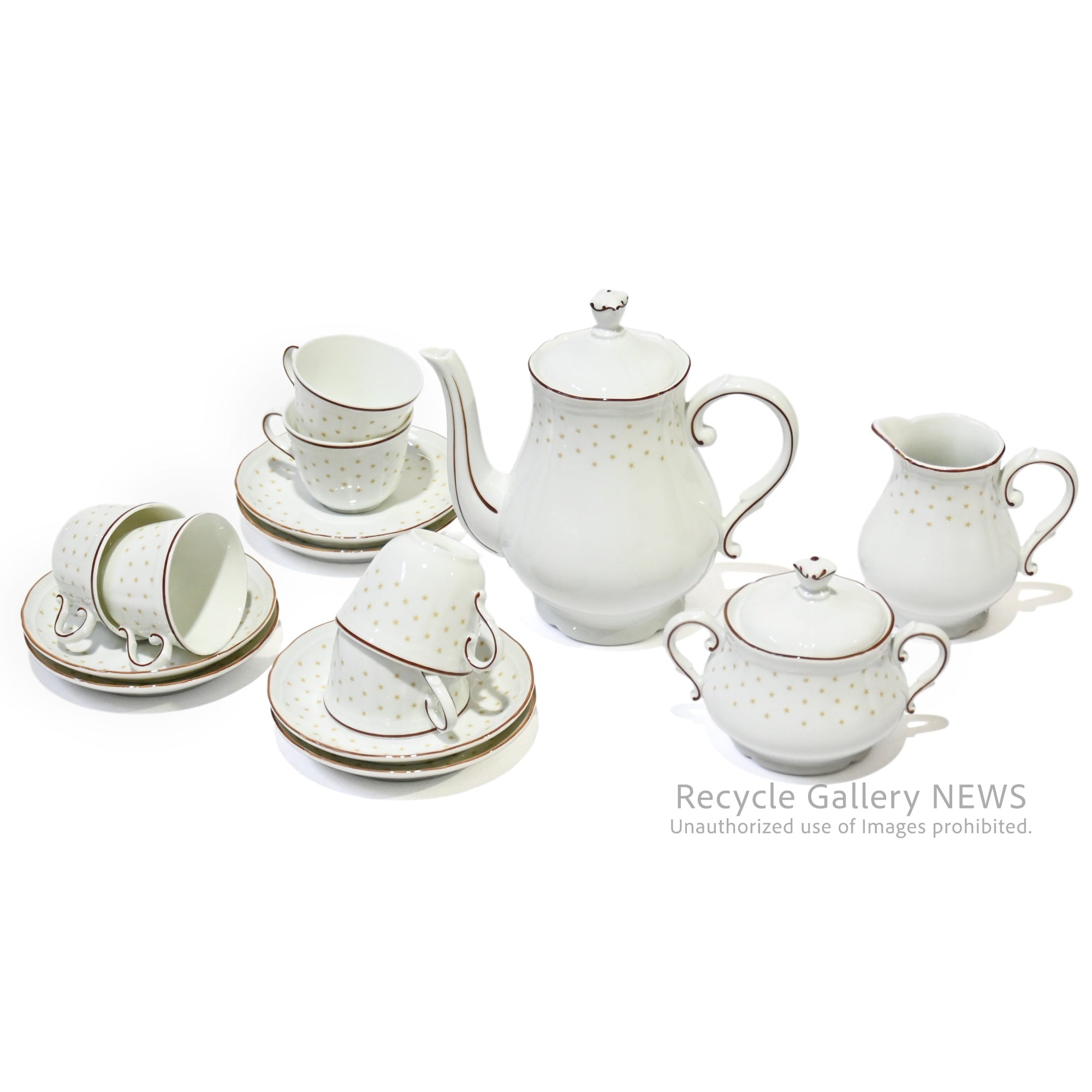 Richard Ginori Demitasse 9-Piece Complete Set Rare Design Star Pattern / リチャード・ジノリ デミタスフルセット 9点 希少デザイン 星柄