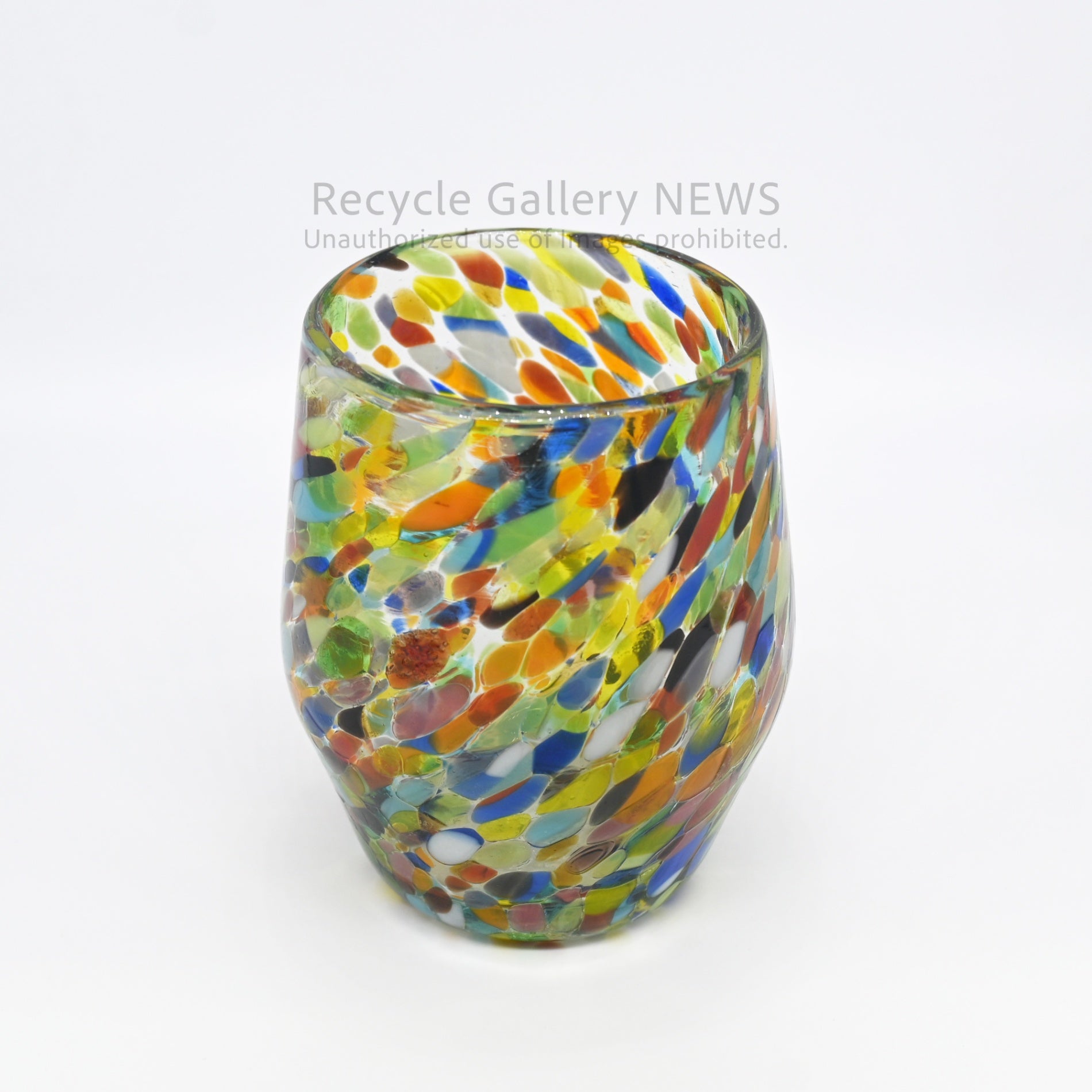 Colorful Fusion Confetti Glass Art Tumbler Mexican Style / コンフェッティ アートガラス フュージョンガラス タンブラー マルチカラー メキシカンガラス