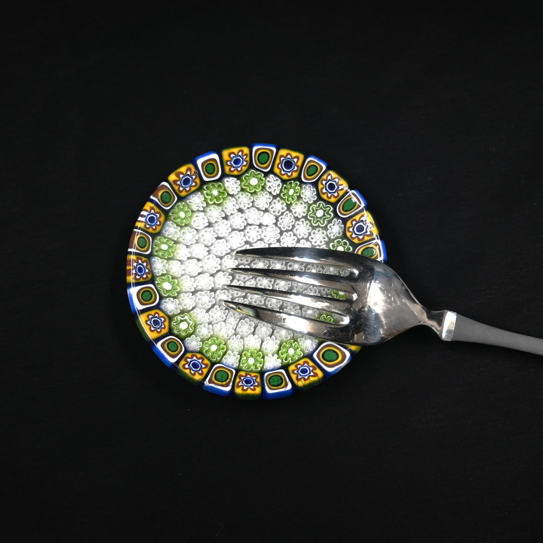Venezian glass Millefiori Glass Plate Italia Artisan Craftsmanship Floral Pattern / ヴェネチアンガラス ミルフィオリ ガラスプレート 小皿 イタリア クラフトマンシップ 花柄