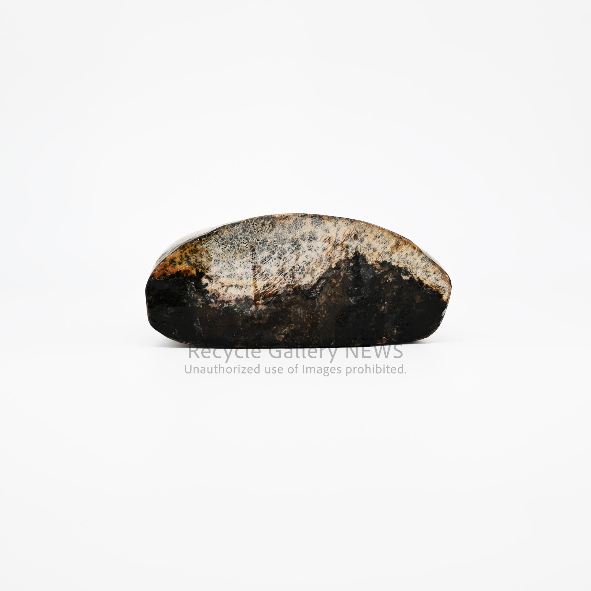 Picture Jasper Rough-textured Base Yellow Gemstone Decorative Object / 風景石 粗目台座付 黄色 天然石 置物