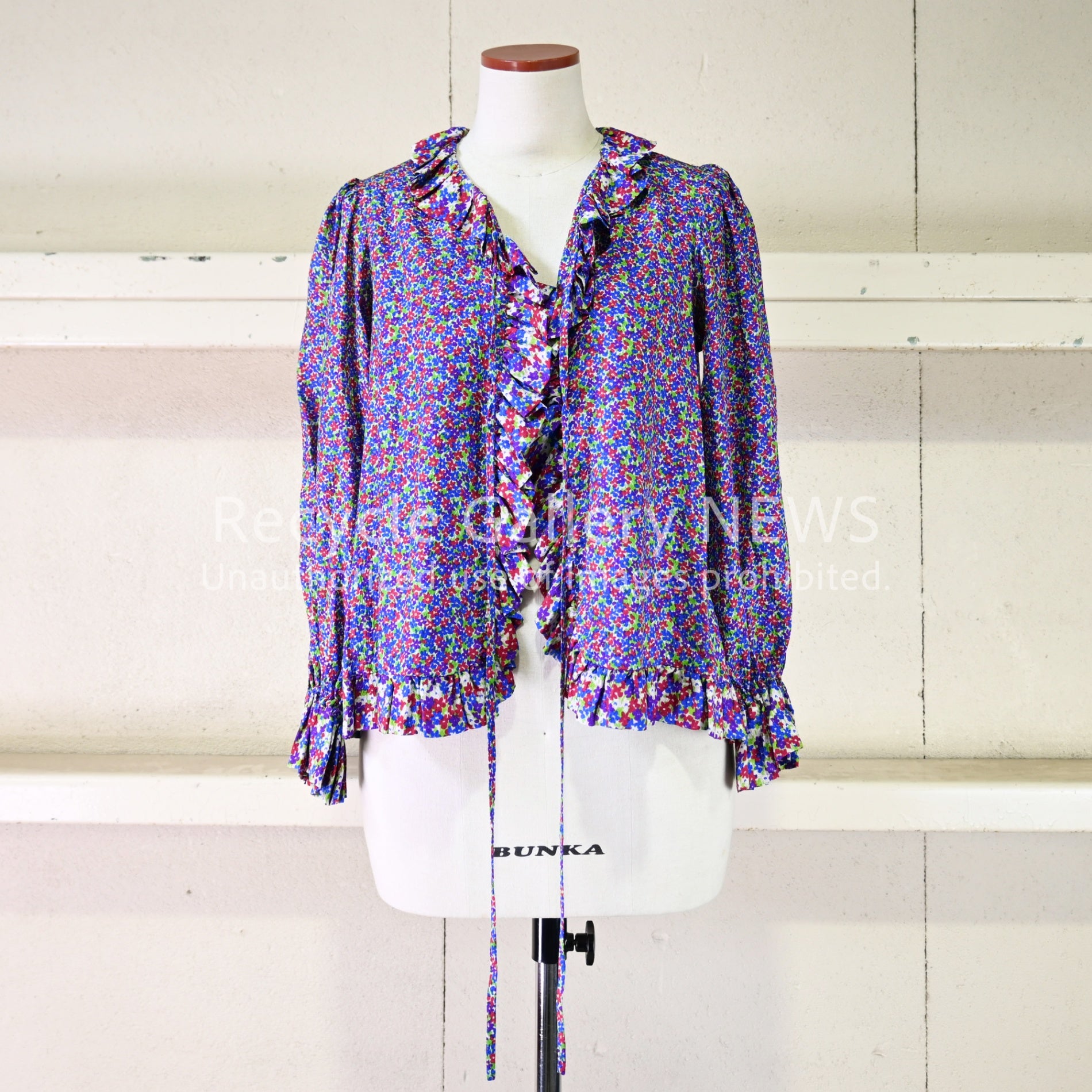 1970-80s Vintage YVES SAINT LAURENT Floral print 3-piece suit & scarf 4-piece set / ヴィンテージ イブ・サン・ローラン 花柄プリント 3ピース&ストール 4点組