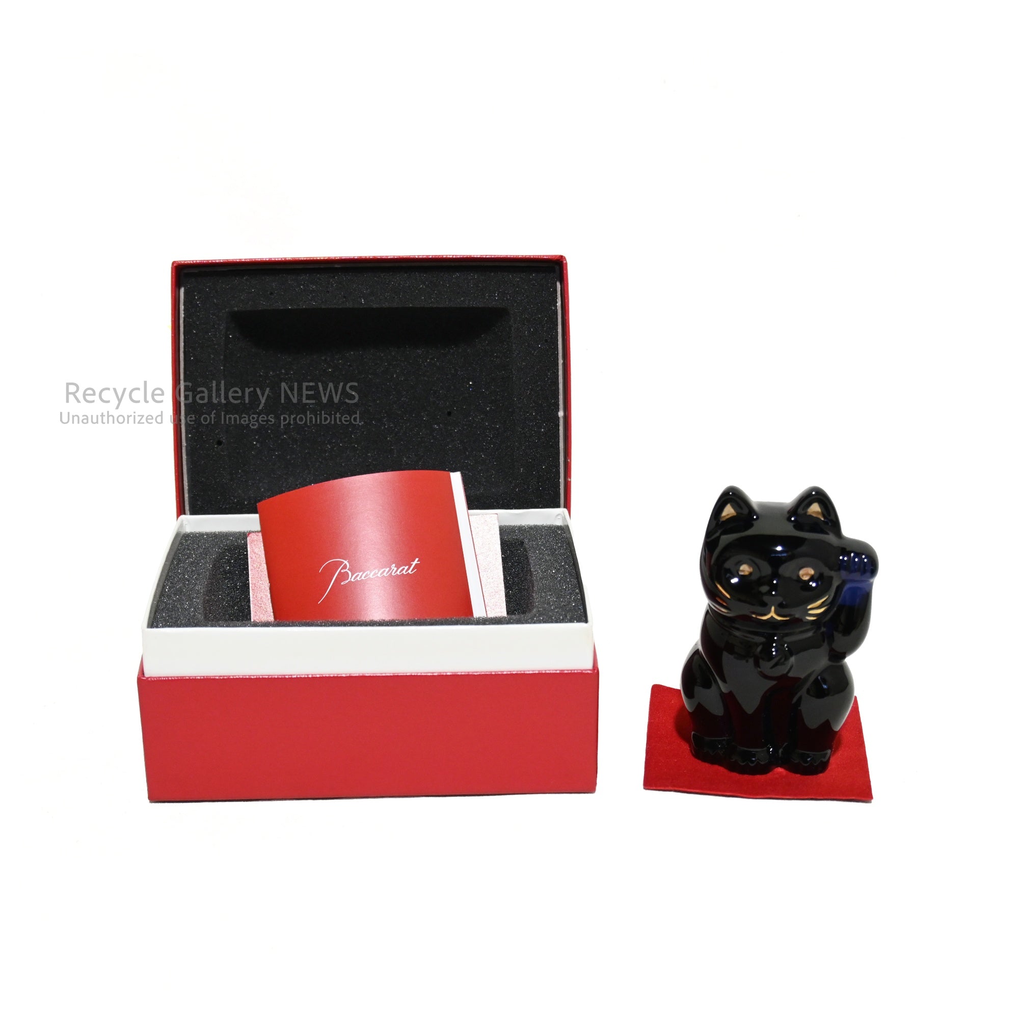 Baccarat Maneki-Neko Lucky Cat Fortune Cat Midnight blue（Blue-black) Crystal Glass / バカラ まねき猫 ミッドナイト ブルーブラック クリスタルガラス