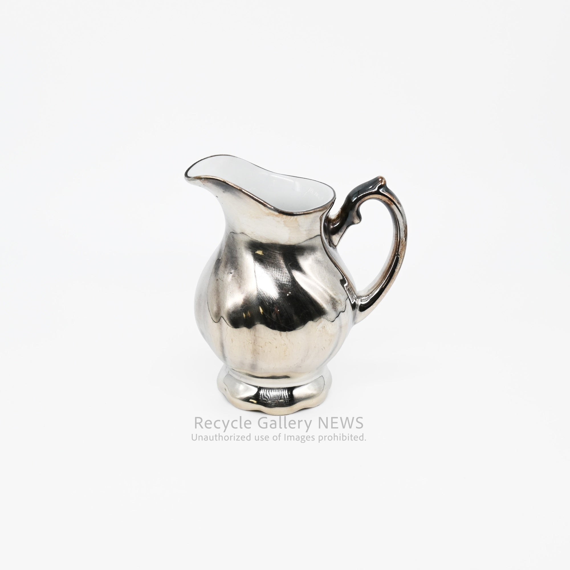 SILVER COATED PORCELAIN TEA POT  Antique German Silver Plated 3-Piece wmf / シルバープレートドイツアンティーク 三点セット ドイツ WMF社  銀メッキ