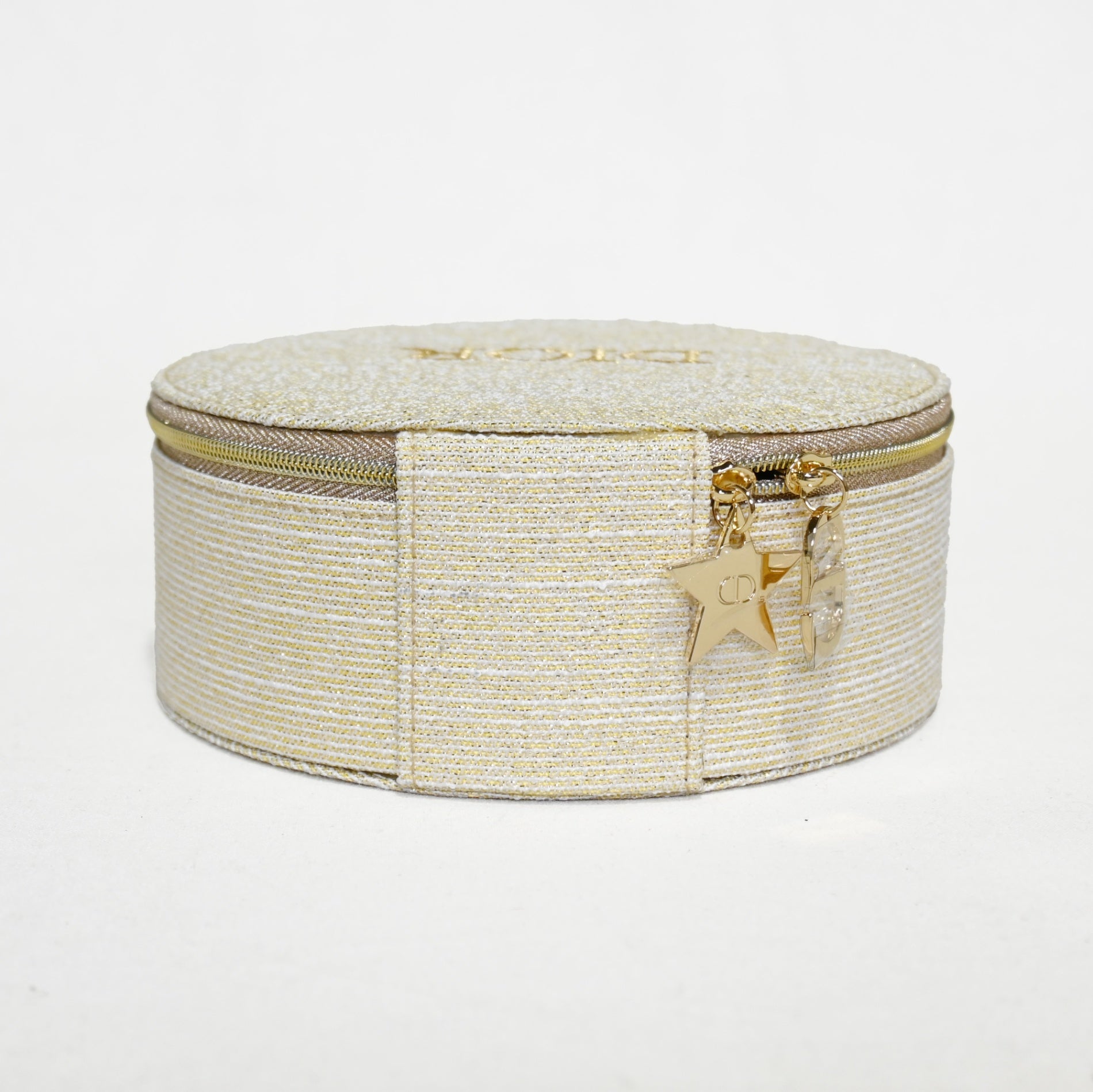 DIOR Novelty pouch 2024 Holiday Star motif Gold & White / ディオール 2024 ホリデーコレクション ノベルティ ポーチ 円形